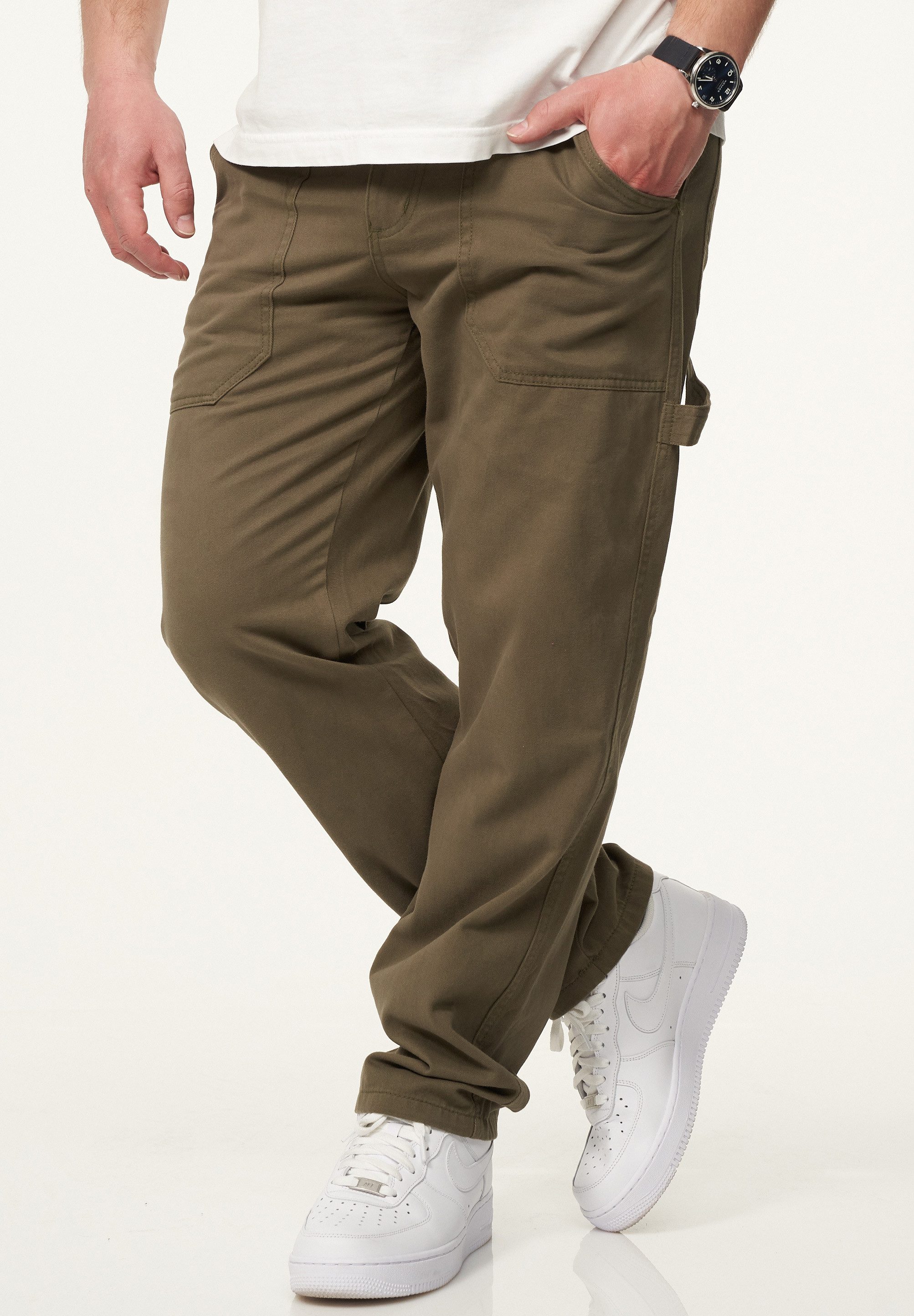 DAILY COTTON Straight-Jeans Hose im Carpenter-Stil - Regular-Fit Workwear Herren Freizeithose Denim Stoffhose - Pants