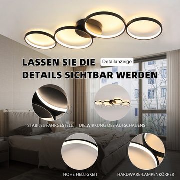 WILGOON Deckenleuchte LED Dimmbar Deckenlampe Modern Wohnzimmerlampe 4 Flammig in Ringoptik, LED fest integriert, Warmweiß, Weiß, Kaltweiß, 50W Innen Deckenleuchte, für Schlafzimmer Wohnzimmer Büro, 106cm
