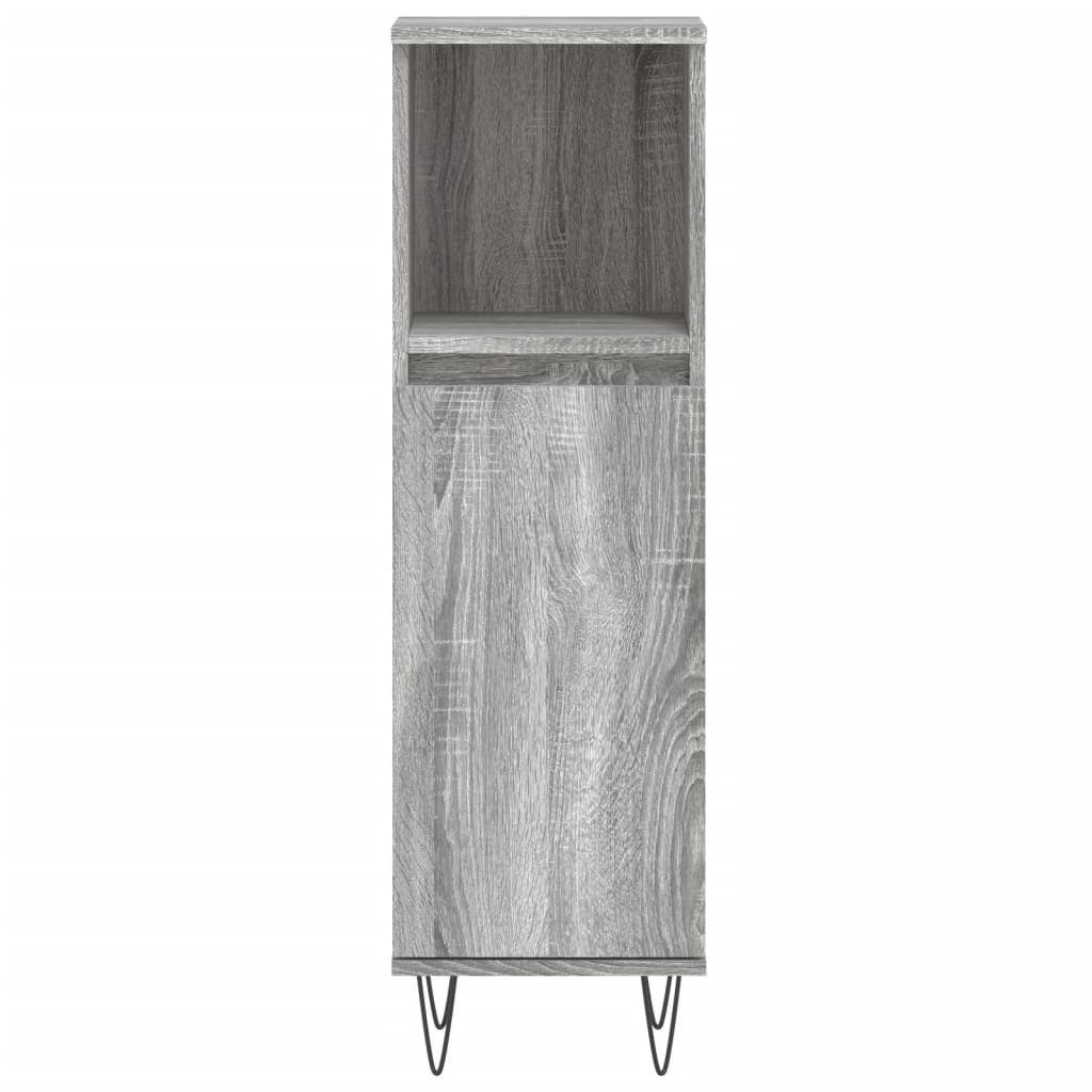 furnicato Badkommode Badezimmerschrank 30x30x100 cm Grau Sonoma mit Holzwerkstoff und Eisen (1 St), Feuchtigkeitsbeständiges Badregal mit flexibler Tür und Stauraum