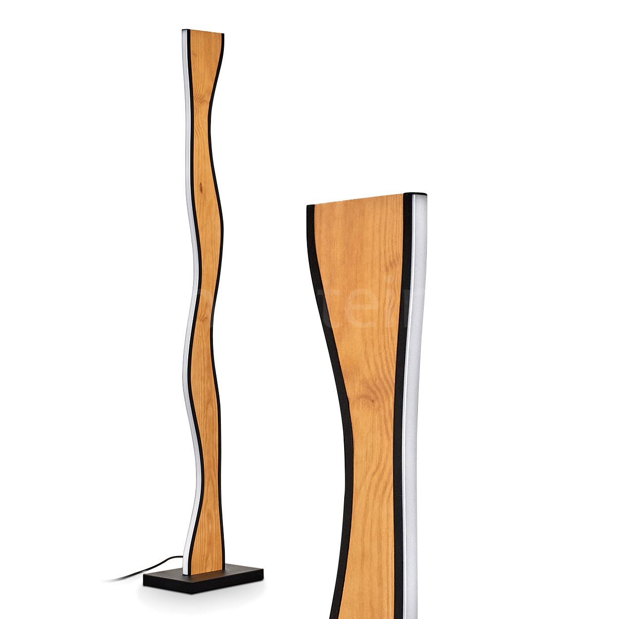 hofstein Stehlampe Stehlampe aus Metall/Holz/Kunststoff in Schwarz/Naturfar günstig online kaufen