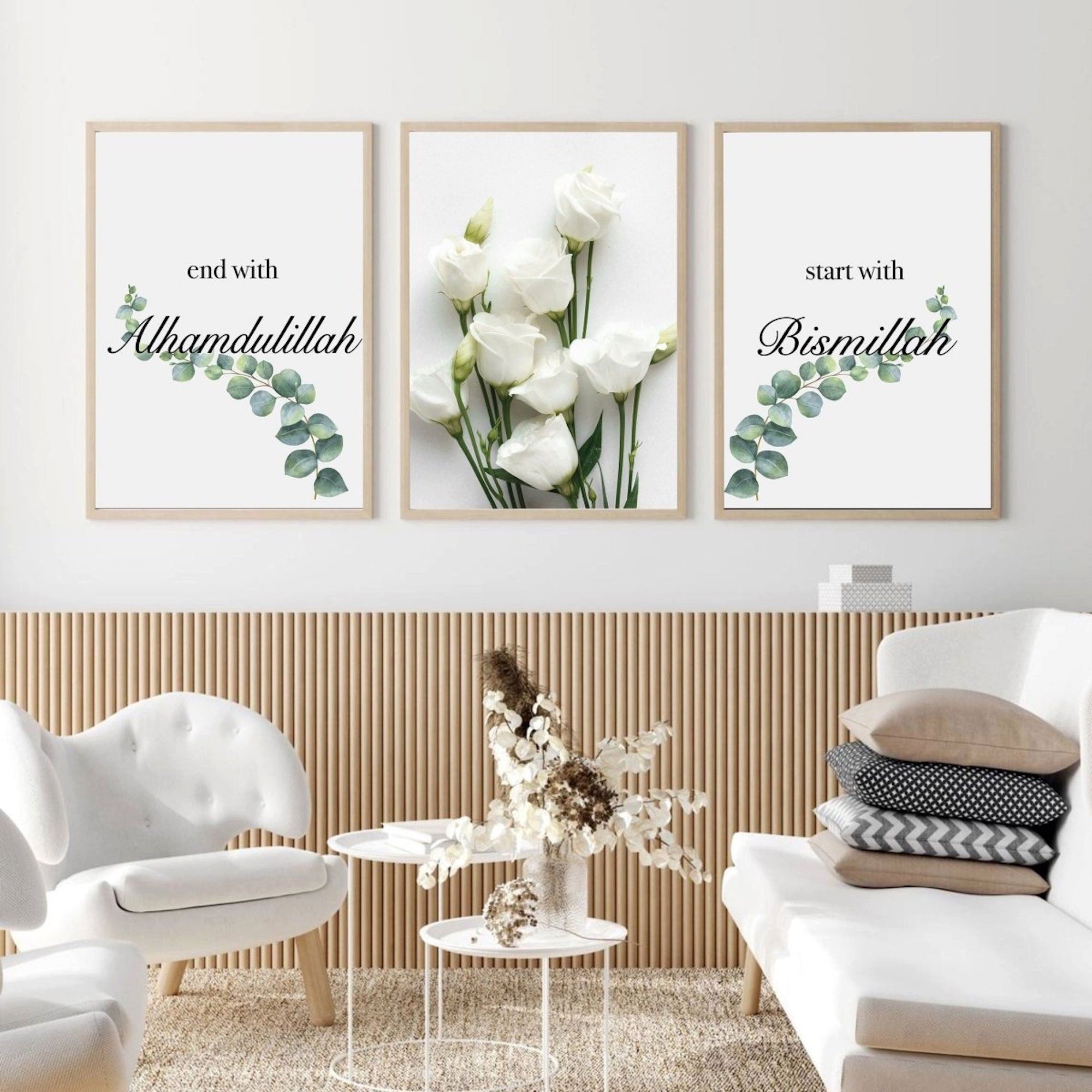 JUSTGOODMOOD Poster Bismillah Alhamdulillah Wandbilder Wohnzimmer Schlafzimmer Wand Deko K, C (1 St)