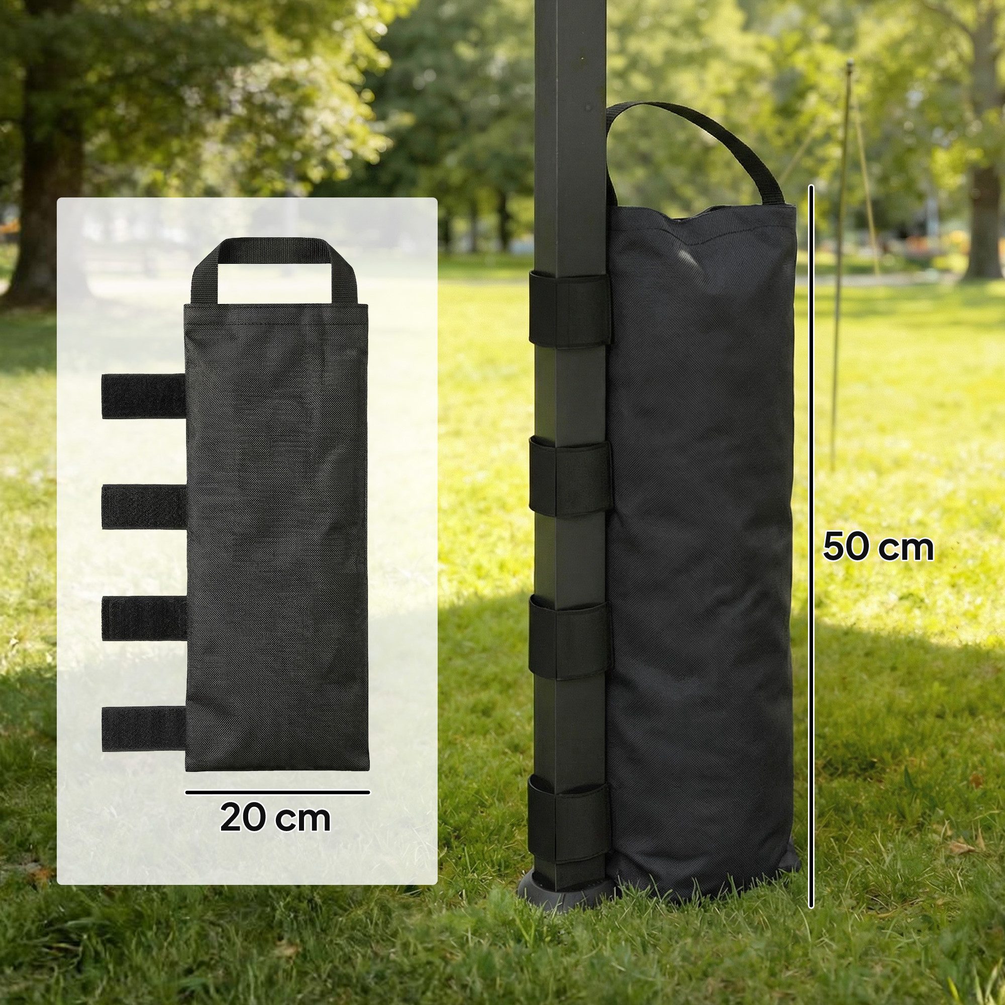 Outsunny Pavillon-Sandsäcke auffüllbar bis zu 40 kg, mit Tragegriff, Pavillons, Zelte, Sonnenschirme, (Sandsack, 8-tlg., Gewichte), für Pavillon Schwarz