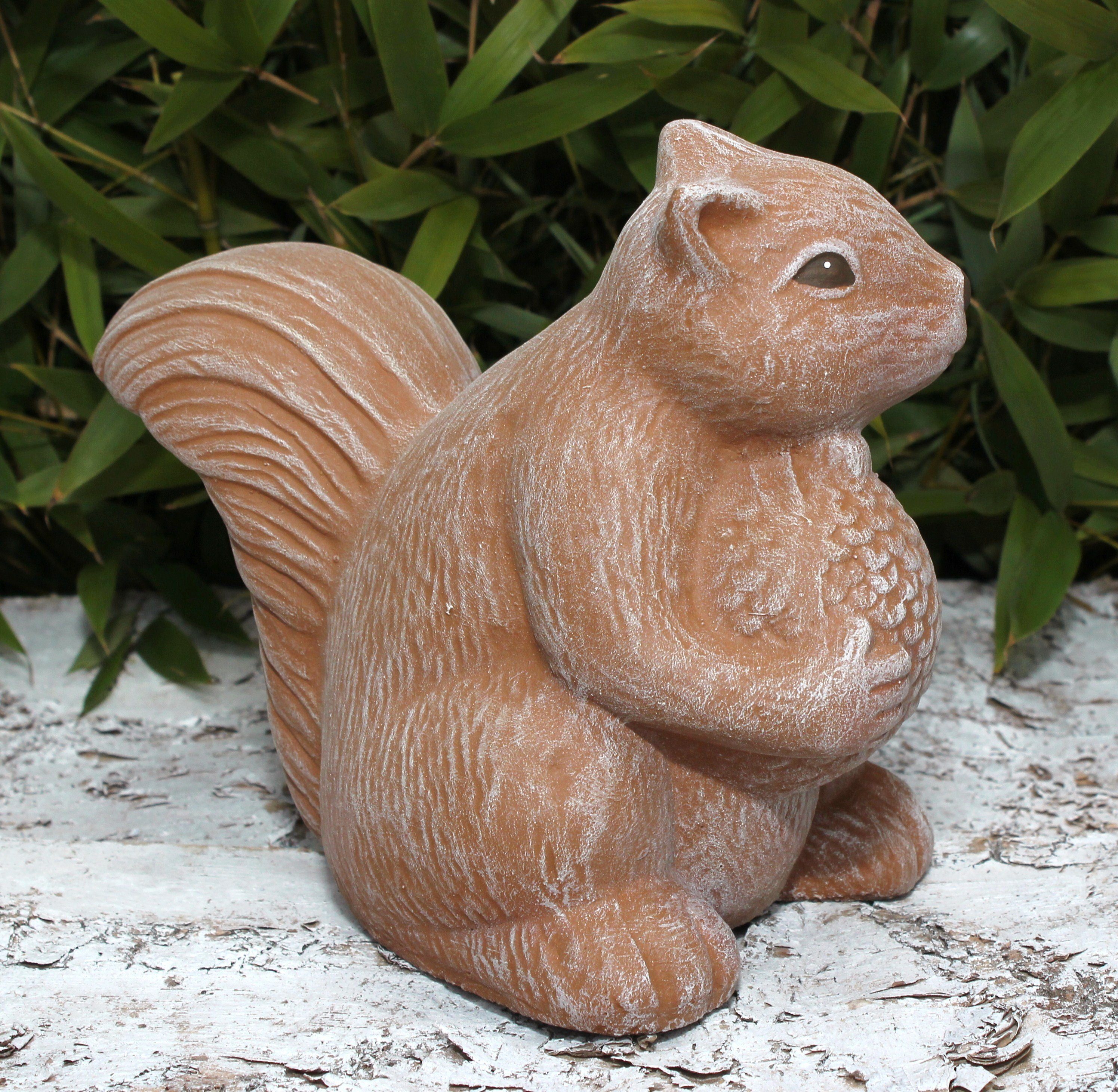 Dekofigur stehend Made terrakotta frostsicher, Eichhörnchen Germany winterfest, - und Garten, Gartenfigur in für Haus als Kunsthandwerk Steinfigur Tiefes