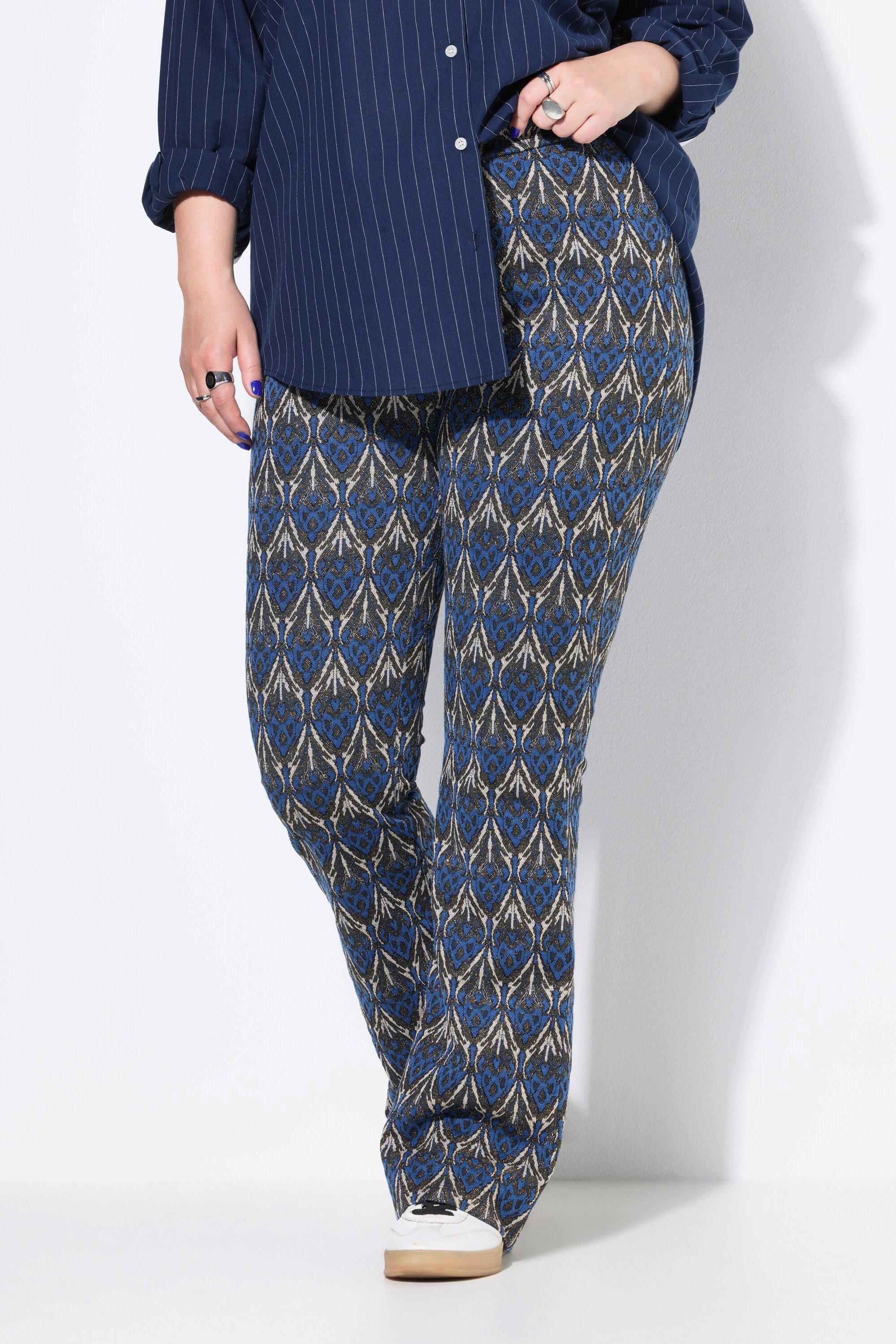 Studio Untold Schlupfhose Schlaghose Flared Legs Jacquardmuster Glitzer günstig online kaufen