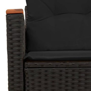 vidaXL Loungesofa Gartensofa mit Kissen 2-Sitzer Schwarz Poly Rattan