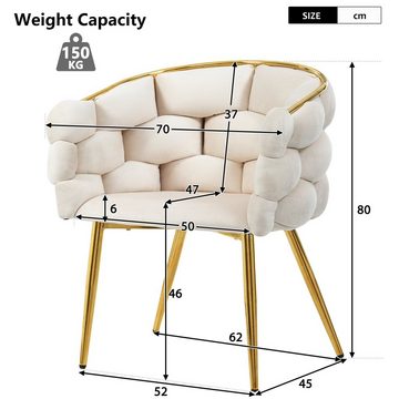 REDOM Polsterstuhl mit Armlehnen und Rückenlehne (1 St), Stühle mit Metallbeinen, beige Stühle, Bubble Stühle