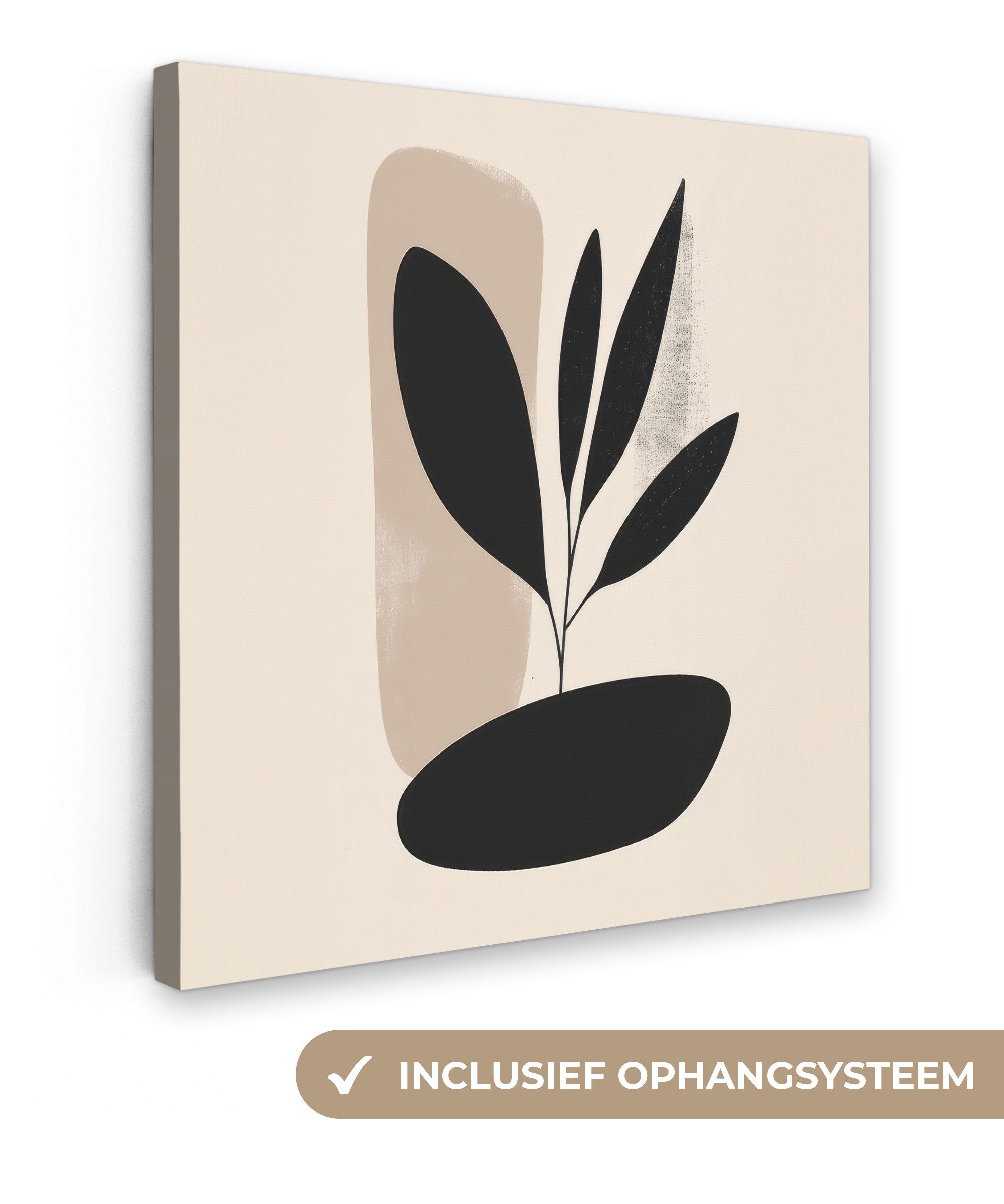 OneMillionCanvasses® Leinwandbild Pflanze - Beige - Japanisch, Fotodruck (1 St), Wandbild, Deko Schlafzimmer Wohnzimmer Flur 20x20 cm