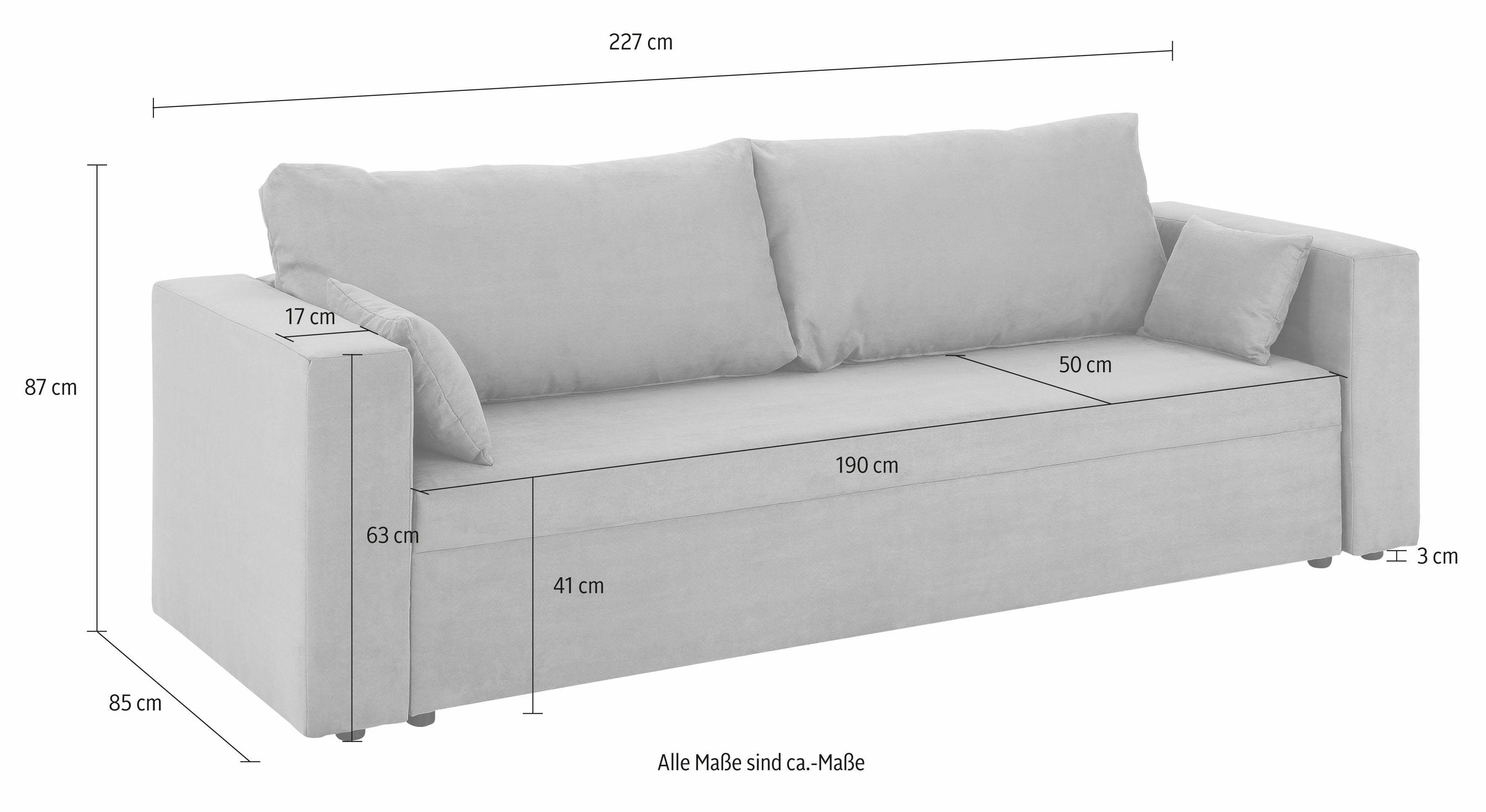 Home affaire 3-Sitzer "Pur" wahlweise mit Bettfunktion günstig online kaufen