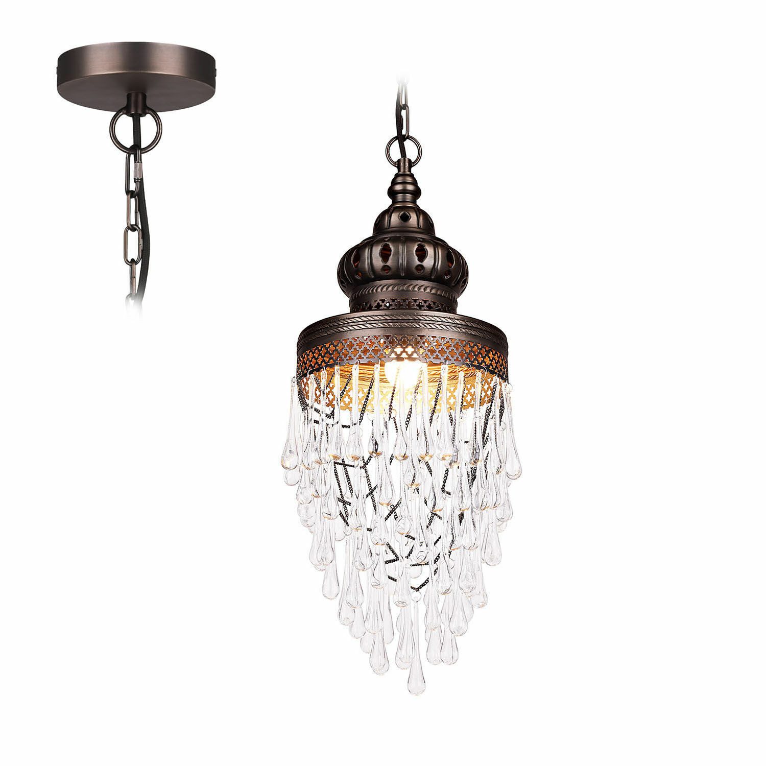 Hängeleuchten Hängelampe Velouras antikbronze/klar