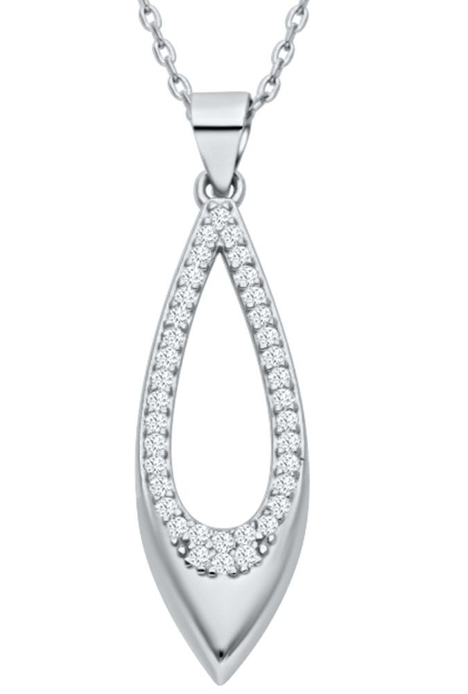 Kette mit Anhänger Tropfen Damen aus 925 Silber rhodiniert oder vergoldet verstellbar