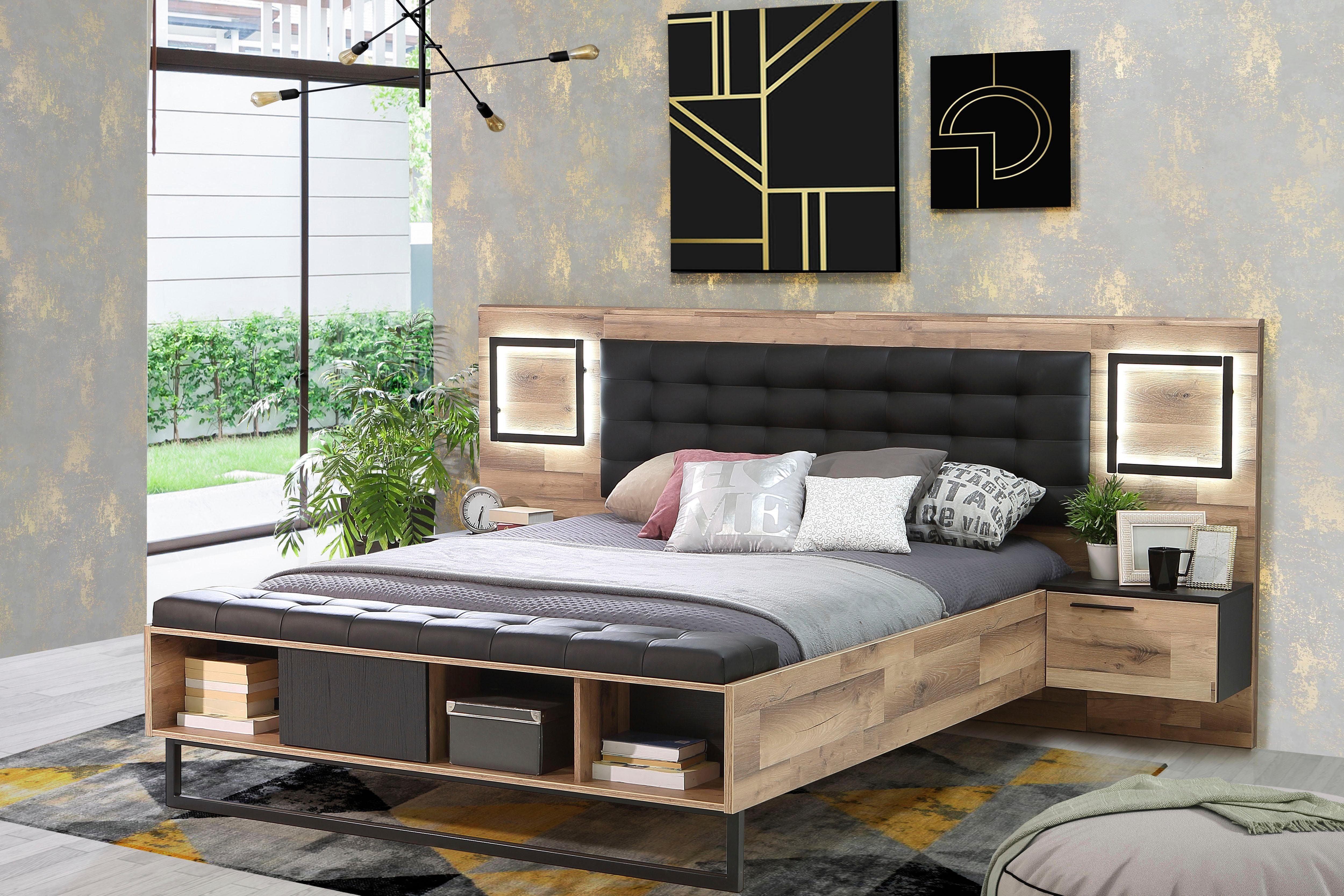 FORTE Bettanlage Sirius Crown, mit LED-Beleuchtung und Polsterkopfteil günstig online kaufen