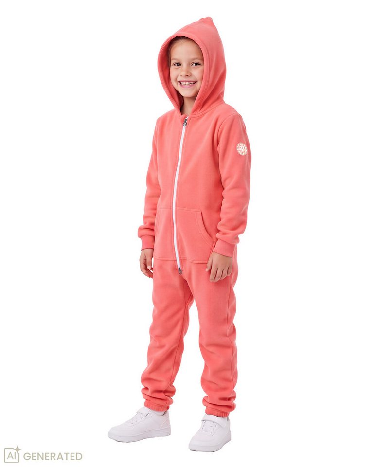 Gradnetz Jumpsuit Kinder Jungen Mädchen Overall Onesie Anzug Kids (1-tlg) Bio-Baumwolle - Kinnschutz - Kuschelig-weich - elastische Bündchen