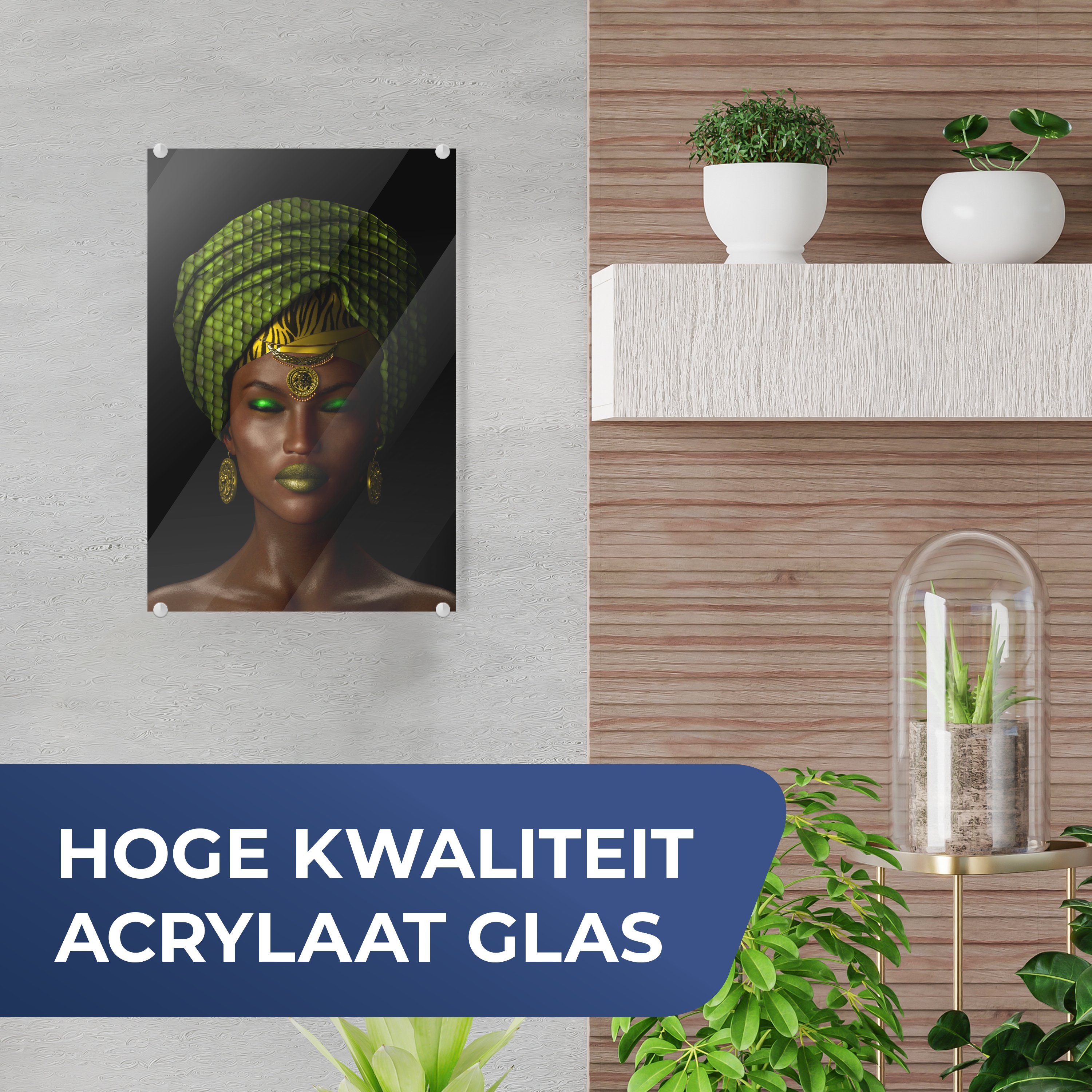 MuchoWow Acrylglasbild Frauen - Glas - - Glas Grün, Wandbild - Wanddekoration auf Foto (1 Accessoires - auf Bilder St), Glasbilder