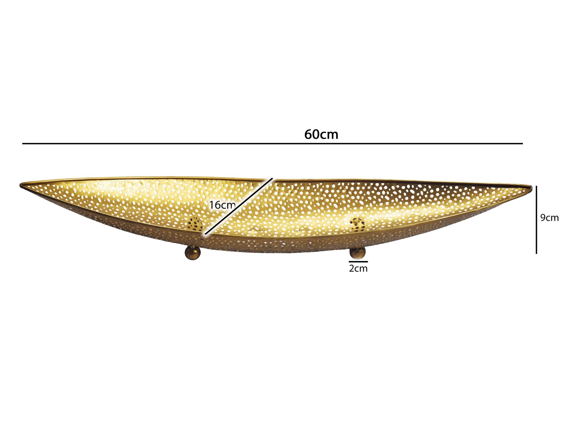 FINEBUY Obstschale FB77778 Früchtekorb Metall 60cm Dekoschale Obstkorb Oval, Metall, (Schöner Früchtekorb in schicker Lochoptik), Länglicher Dekoteller aus lackiertem Eisen