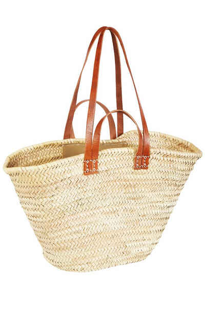 Marrakesch Orient & Mediterran Interior Korbtasche Tasche Korbtasche Strandtasche, Marokkanische Palmblatt Einkaufskorb, Handarbeit, echtes Leder
