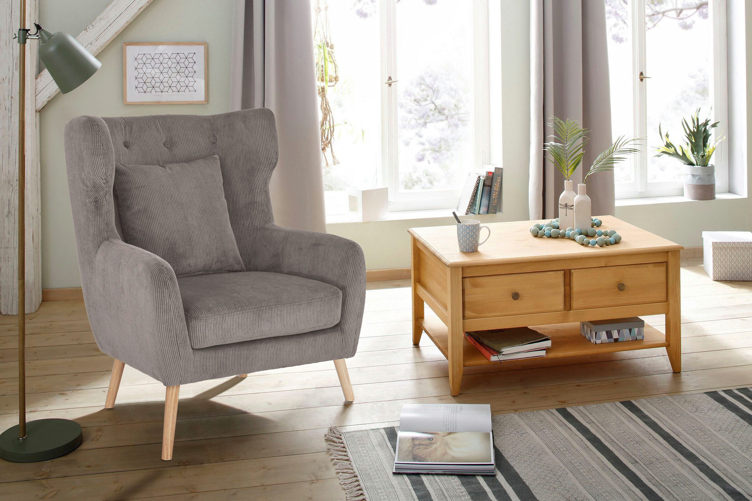 Home affaire Ohrensessel Yamuna, mit Sitzpolsterung, Gestell und Füße aus M günstig online kaufen