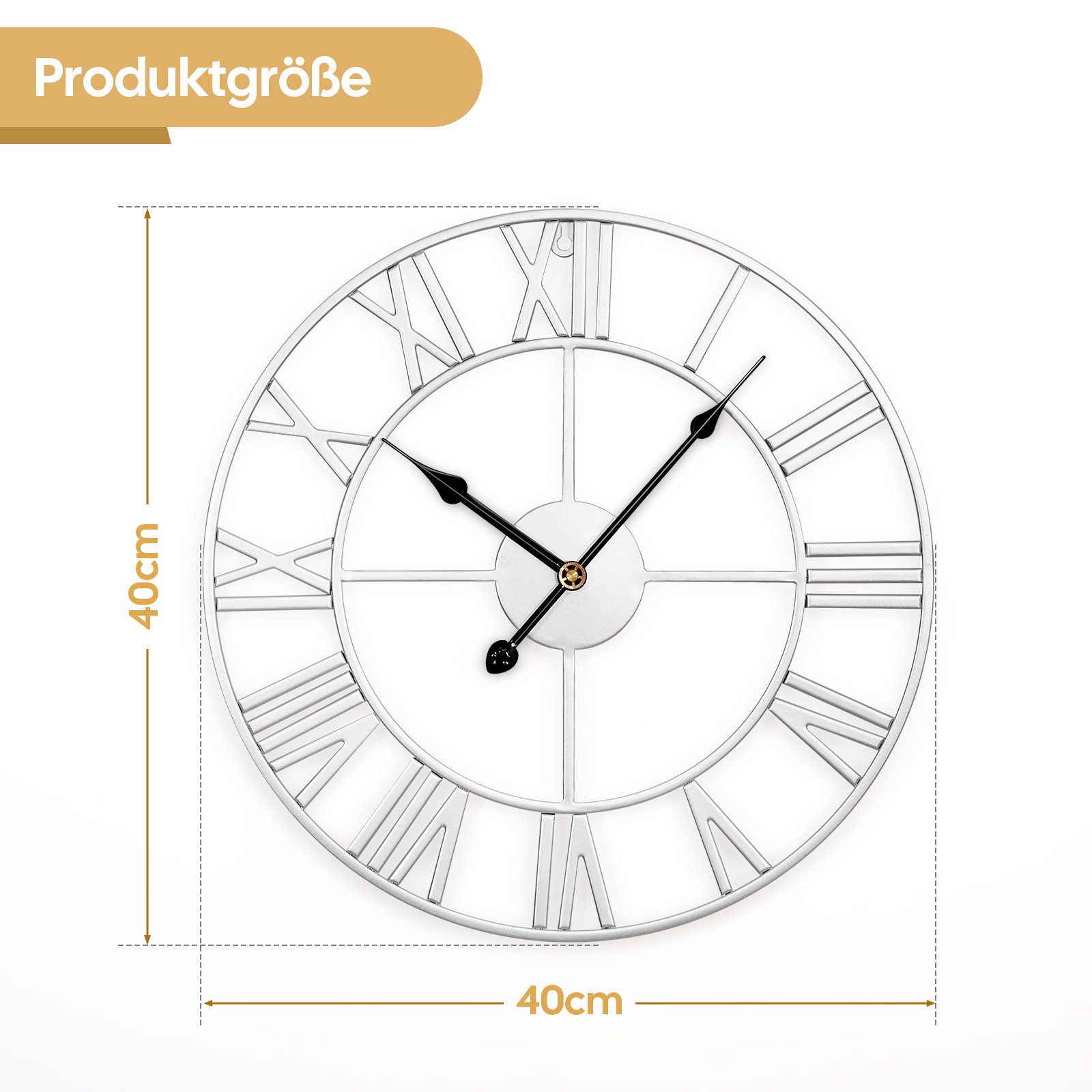 Yorbay Wanduhr 40cm Metall Wohnzimmeruhr mit günstig online kaufen
