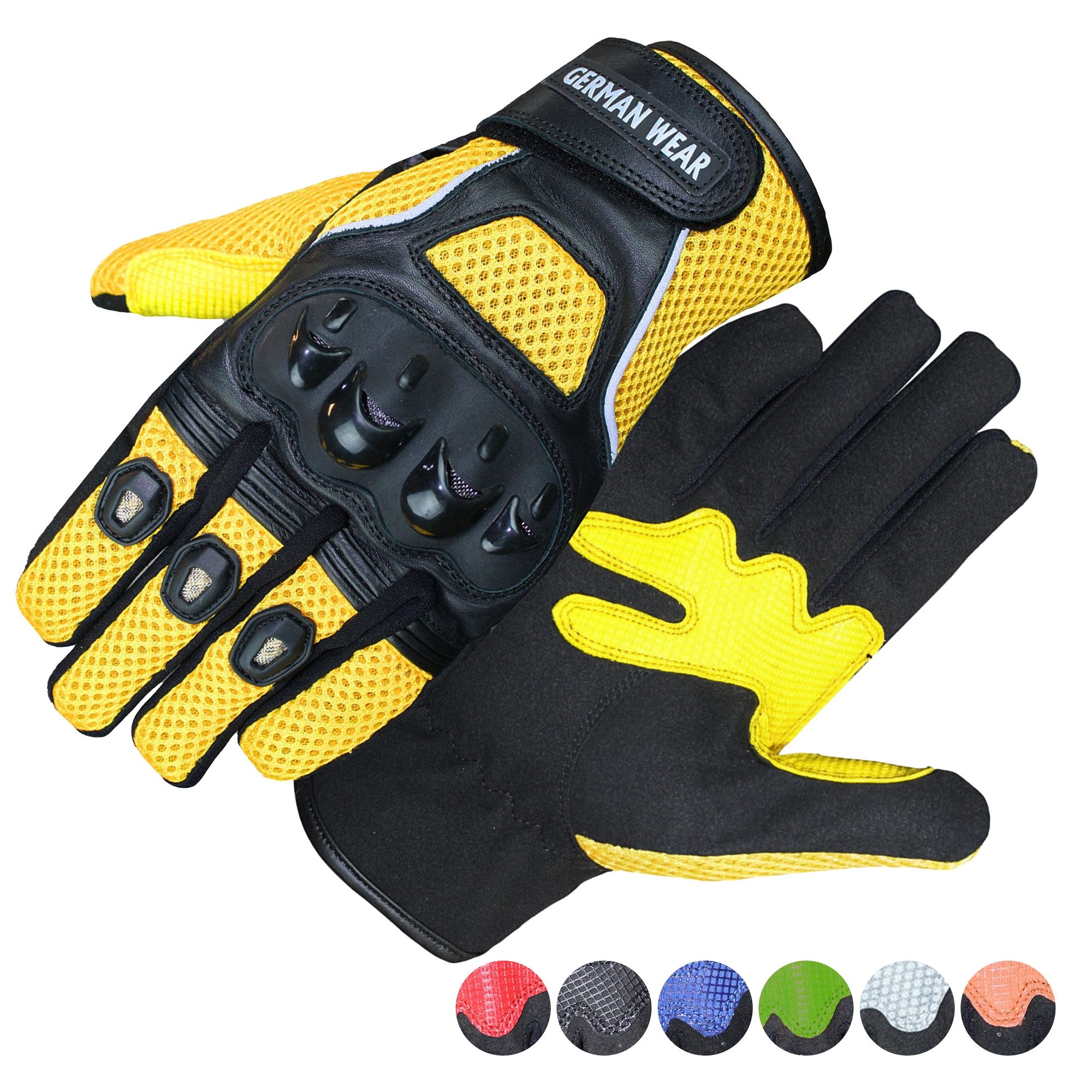 German Wear Motorradhandschuhe GW400G-M9 Motocross Biker Handschuhe Leder- & Textilhandschuhe in 6 Farben