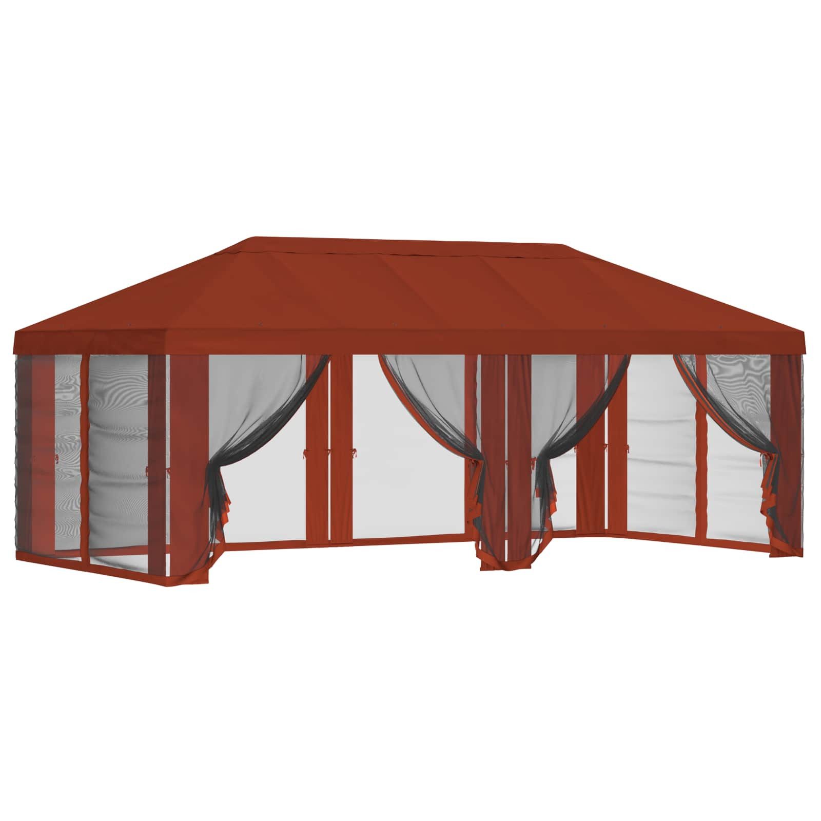 vidaXL Pavillon 6 x 3 m Pavillon Dach mit Seitenwänden 6x3 m Terrakotta Polyester 190