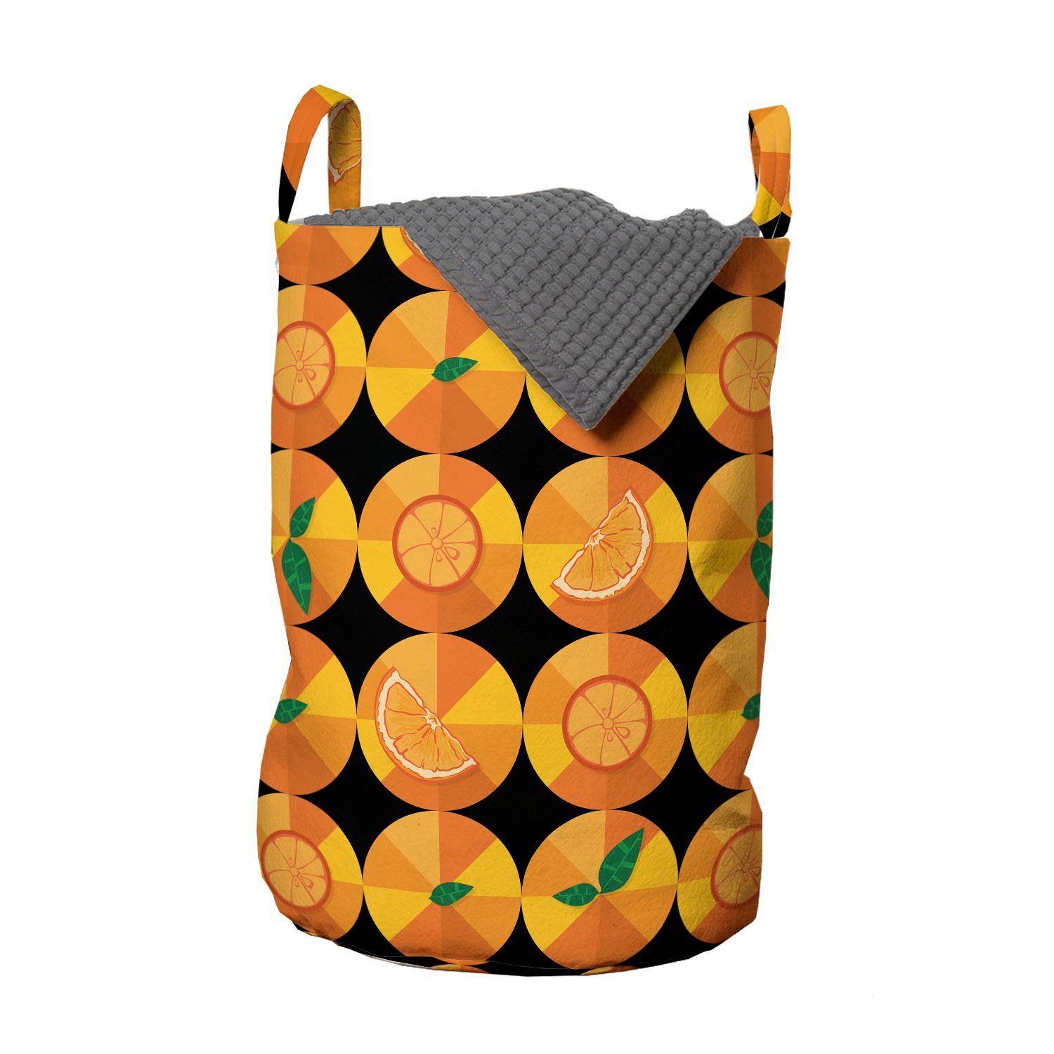 Abakuhaus Wäschesäckchen Wäschekorb mit Griffen Kordelzugverschluss für Waschsalons, Orange Tangerine Töne Citrus Kunst