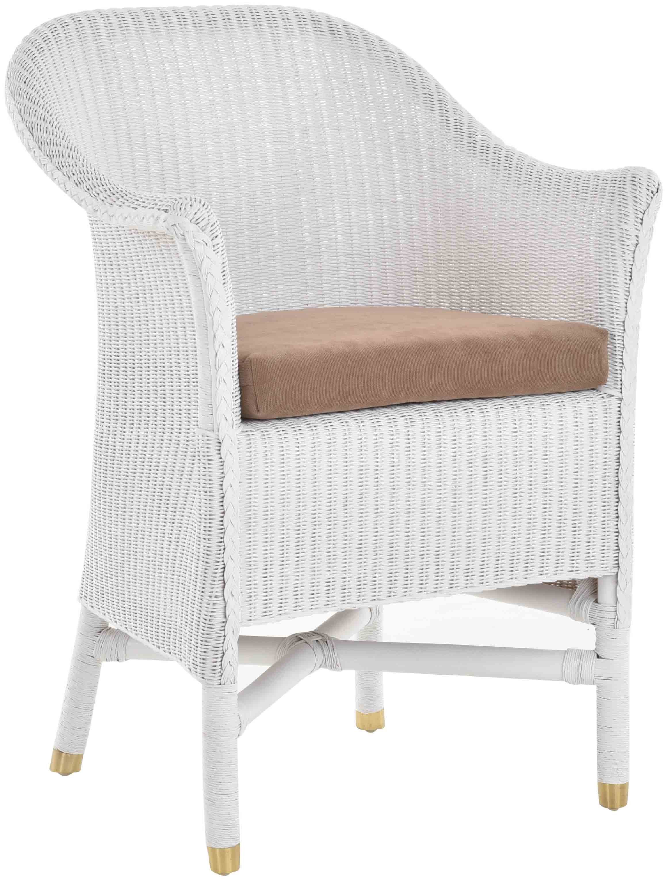 Krines Home Esszimmersessel Loom-Sessel inkl. Polster Braun aus echtem Loom-Geflecht, Komplett montiert
