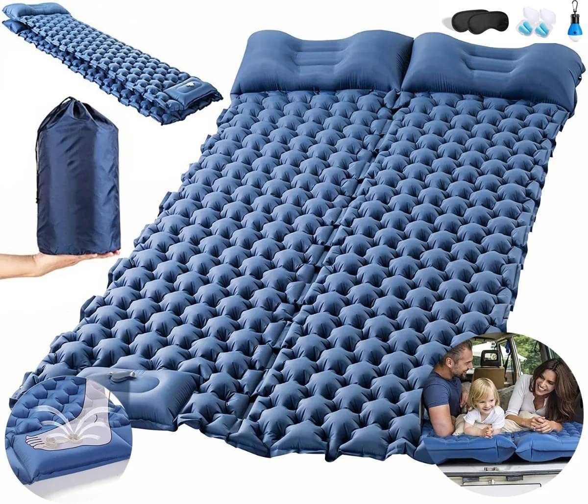 Gontence Luftmatratze Selbstaufblasende Schlafmatten, (1-St., Doppelbett mit Campinglampe + Augenmaske + Ohrstöpsel), für Rucksacktourismus, Wandern, Reisen