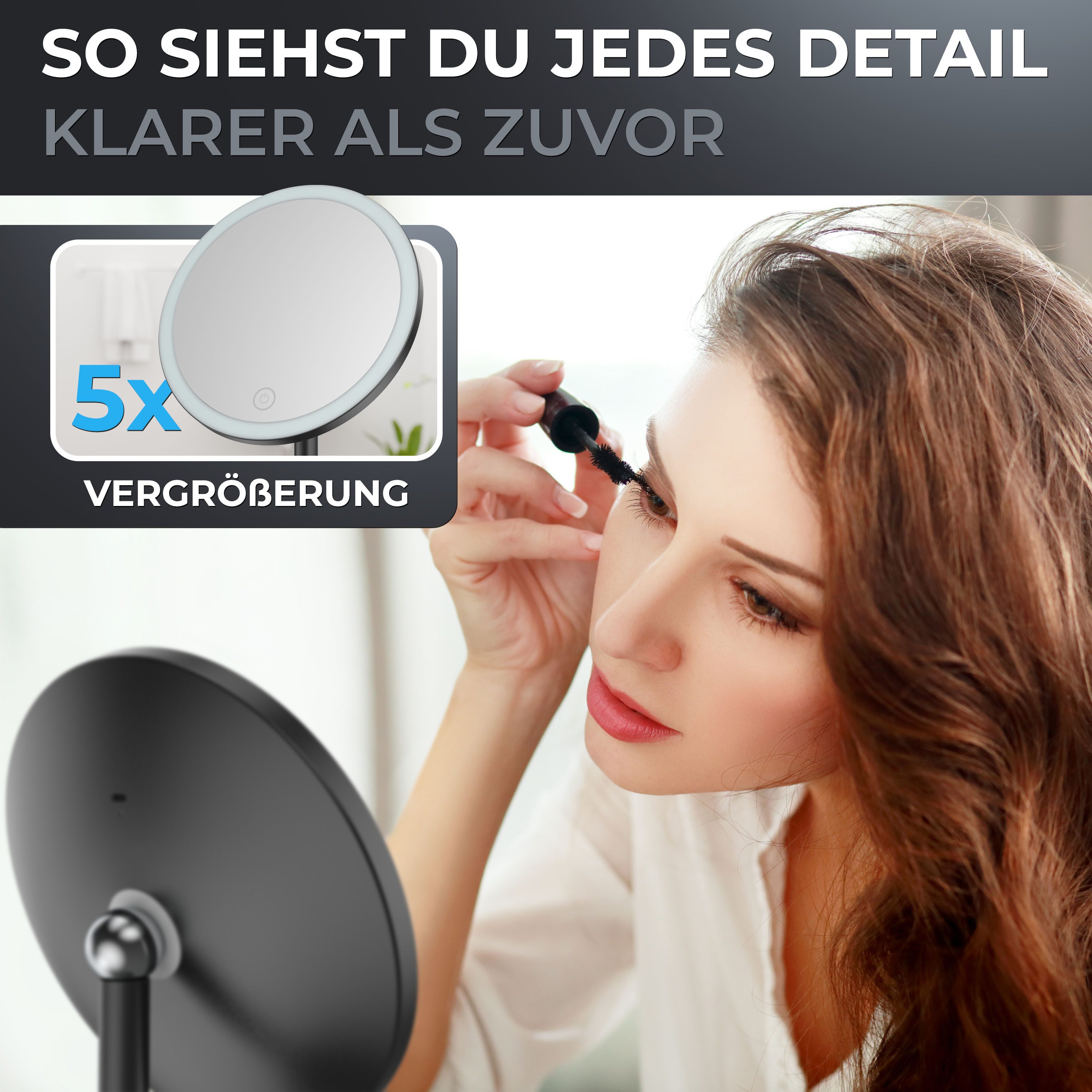 ovimar Kosmetikspiegel (1-St), aus Edelstahl in Schwarz zur