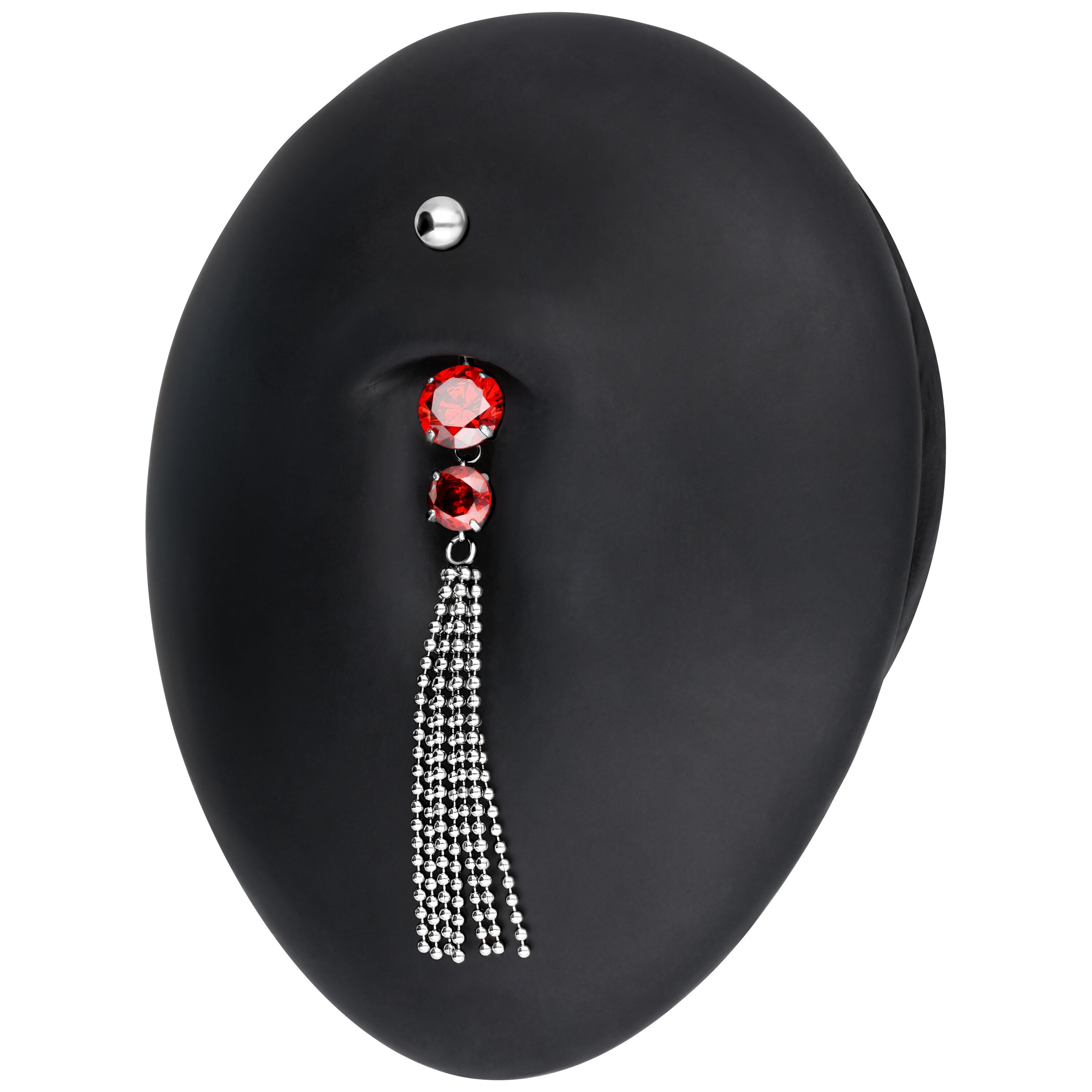 Wildcat Bauchnabelpiercing Maharani Ruby Veil Bananabell für Bauchnabel, 1 Stück, Titan Grad 23 - wasserfest, hautverträglich, Silber