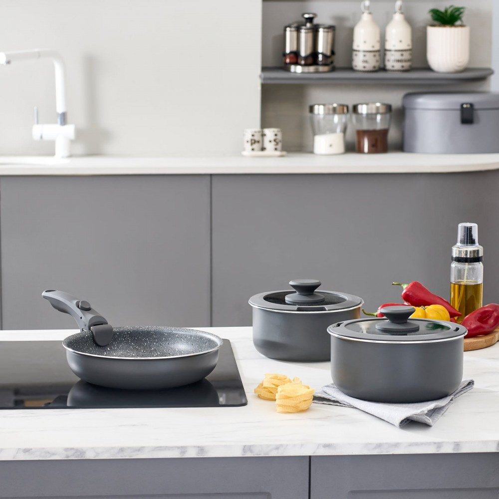 Karaca Topf-Set Karaca Comfort Keramik Kochgeschirrset, 6-teilig, PFAS-frei, Schwarz