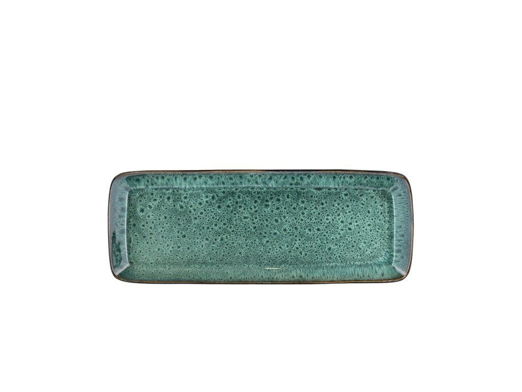 Bitz Servierplatte Servierplatte black/green 38 x 14 cm, Steinzeug, (Platten), Servierplatte rechteckig 38 x 14 cm Schwarz/Grün