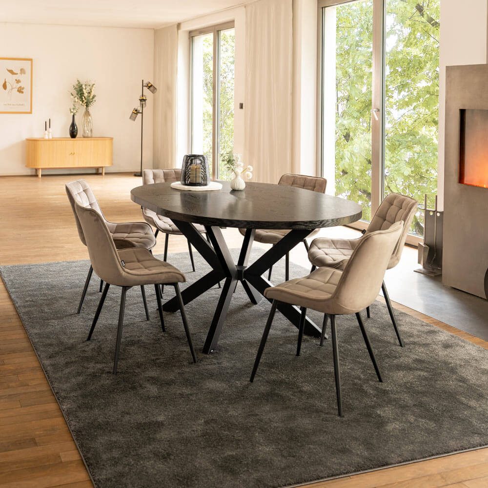 HOME DELUXE Essgruppe Rund Ausziehbar AVENTURA inkl. Sternfuß - 120 x 120 c günstig online kaufen