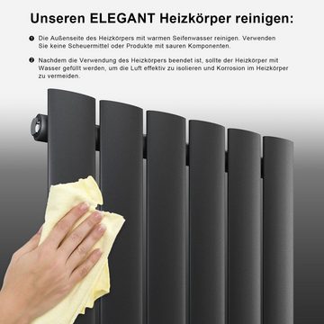 ELEGANT Designheizkörper Heizkörper Design Anthrazit Vertikal/Horizontal,Einlagig/Doppellagig, Paneelheizkörper mit Anthrazit/Chrom Multiblock