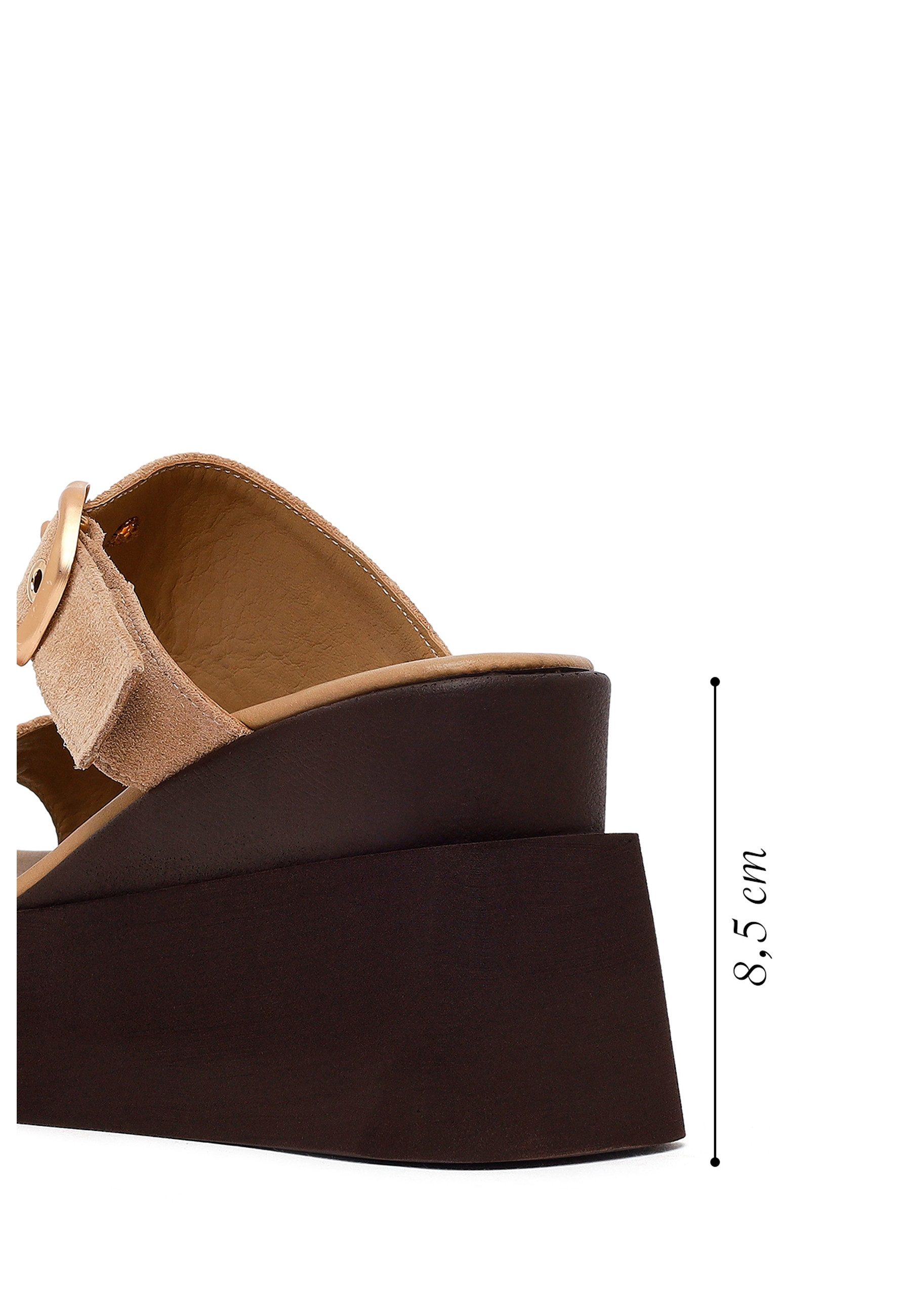Derimod Keilabsatz-Pantoletten aus Veloursleder Mules Echtes Wildleder, Lederfutter, TPU-Sohle, Plateaukeil, Schlupfdesign