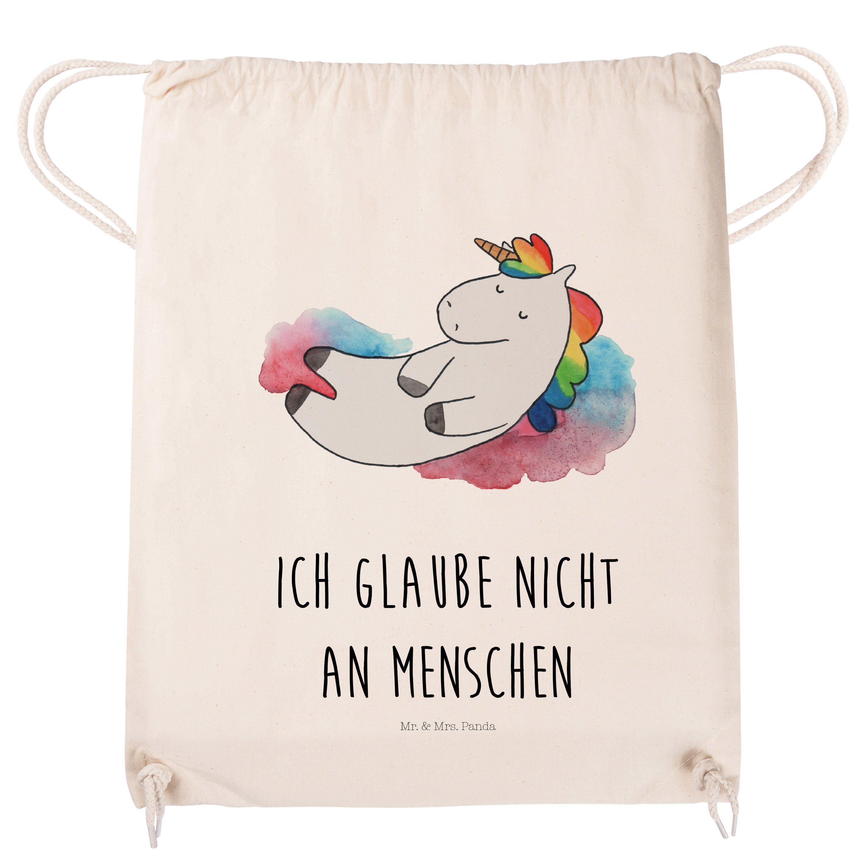 Sporttasche Mrs. Panda Mr. Geschenk, - Einhorn Sportbeutel, (1-tlg) & Einh 7 - Wolke Pegasus, Transparent