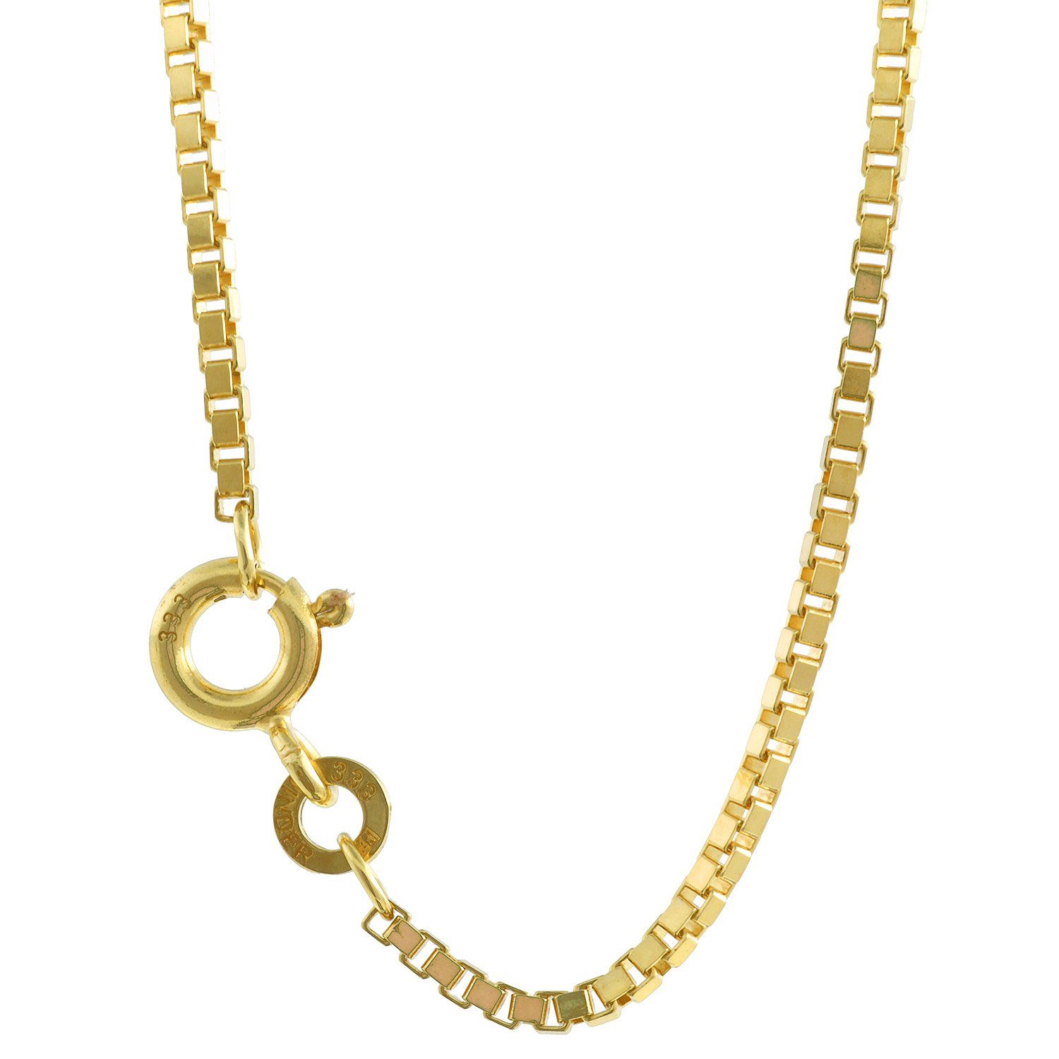 HOPLO Goldkette Venezianerkette 333 - 8 Karat Gold 1,4 mm 40 cm Halskette,  Made in Germany