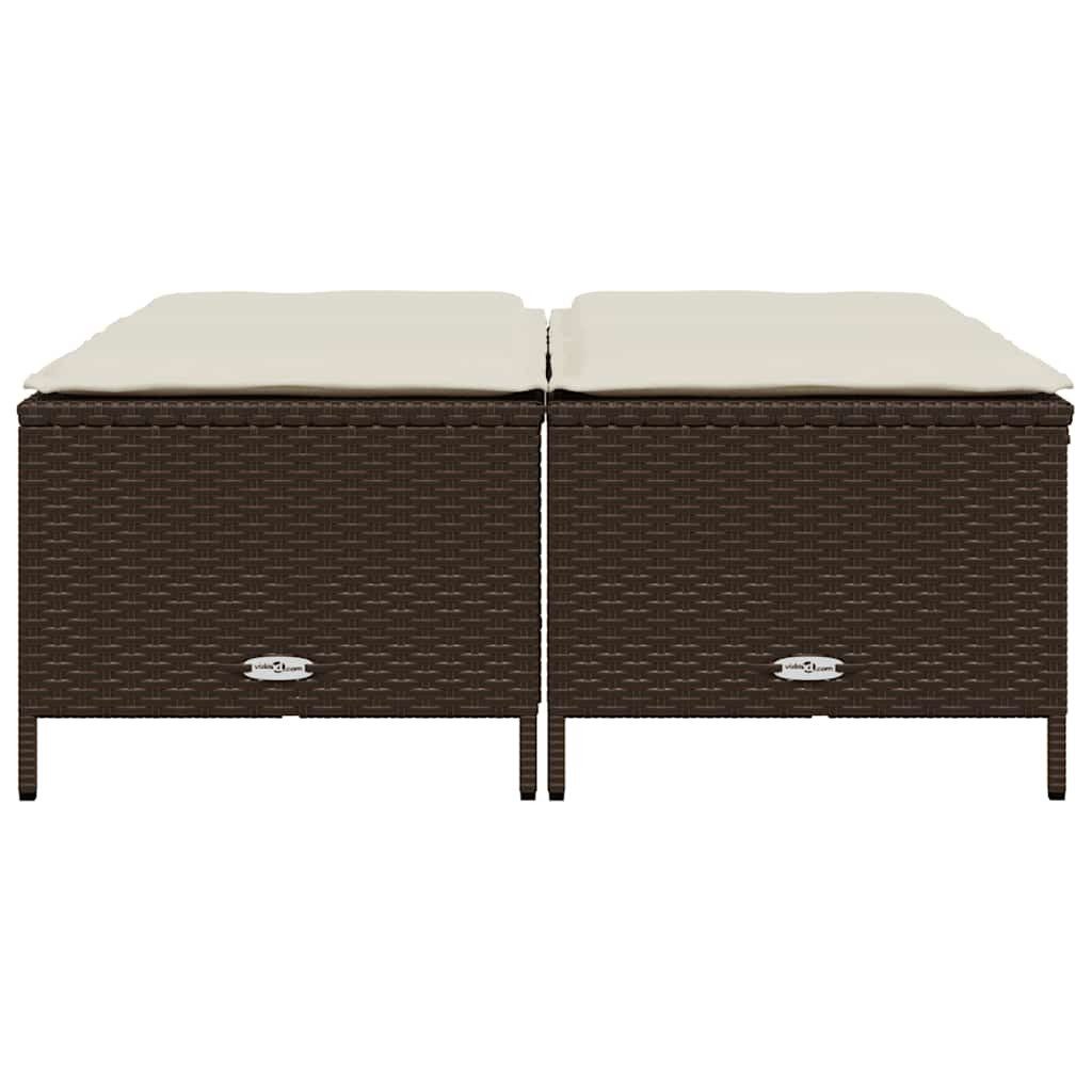 vidaXL Hocker Gartenhocker mit Kissen 4 Stk. Braun Poly Rattan (1 St)