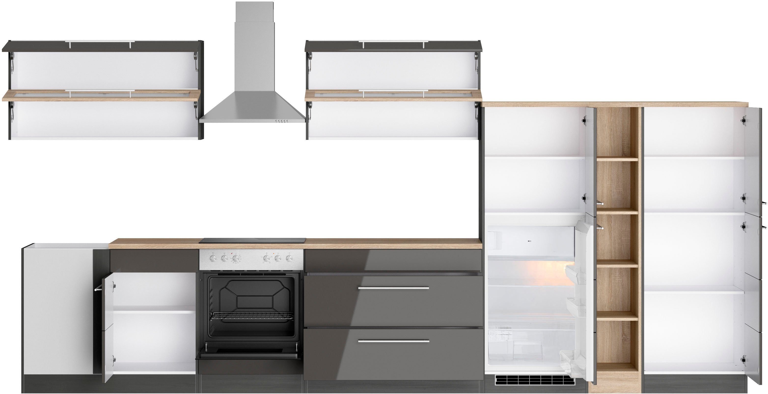 KOCHSTATION Winkelküche KS-Wien, Stellbreite 220 x 420 cm, wahlweise mit E-Geräten