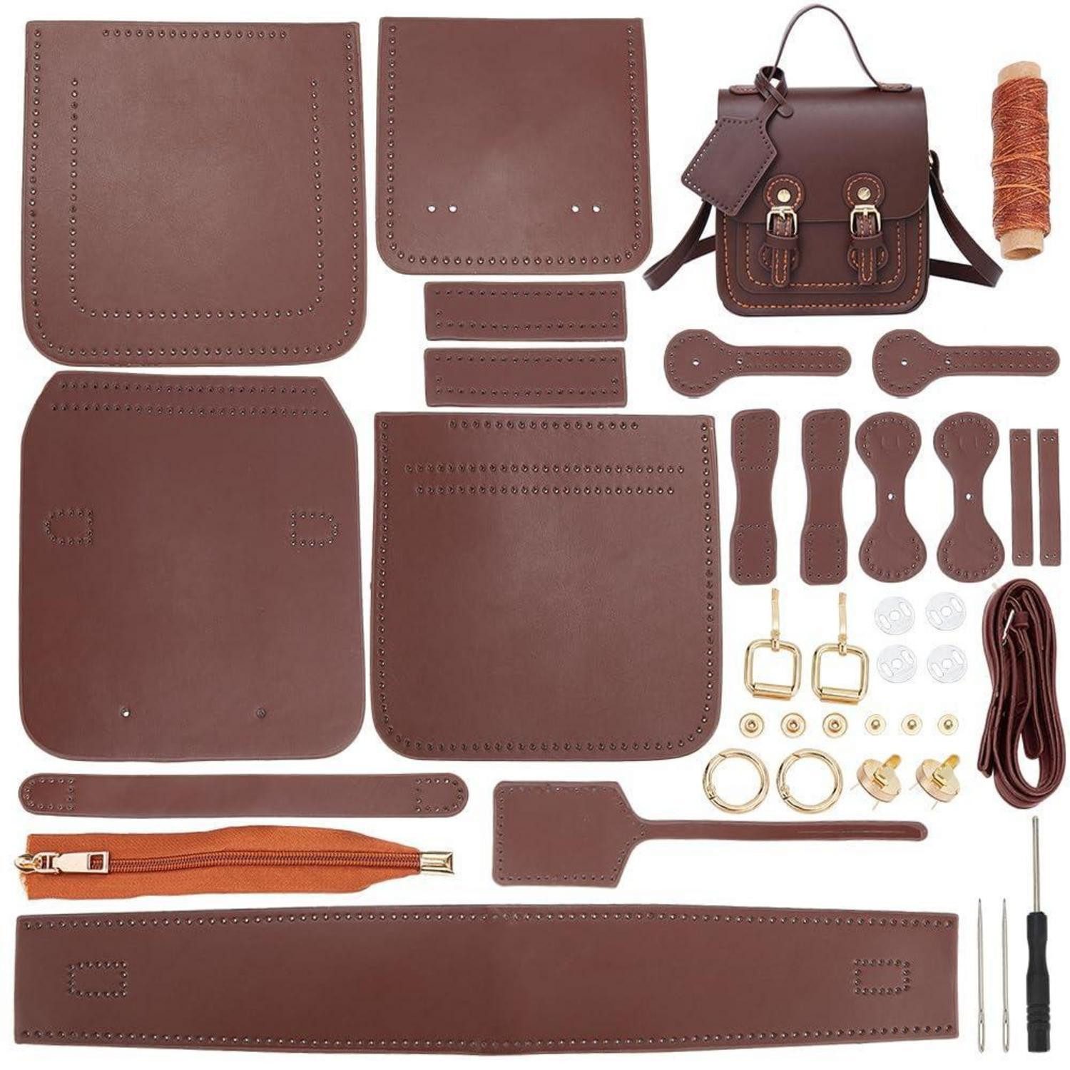 LuxusKollektion Kreativset Umhängetasche Bastelset 16x17x7cm Braun in Lederoptik