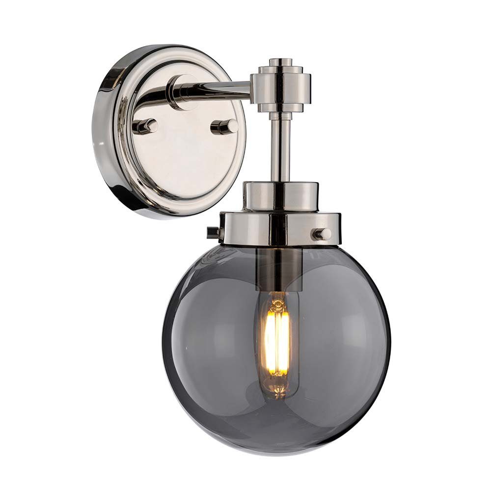 Elstead LIGHTING Wandleuchte, Leuchtmittel nicht inklusive, Wandlampe Leuchte Stahl Rauchspiegelglas Nickel B 15 cm Flurleuchte 1