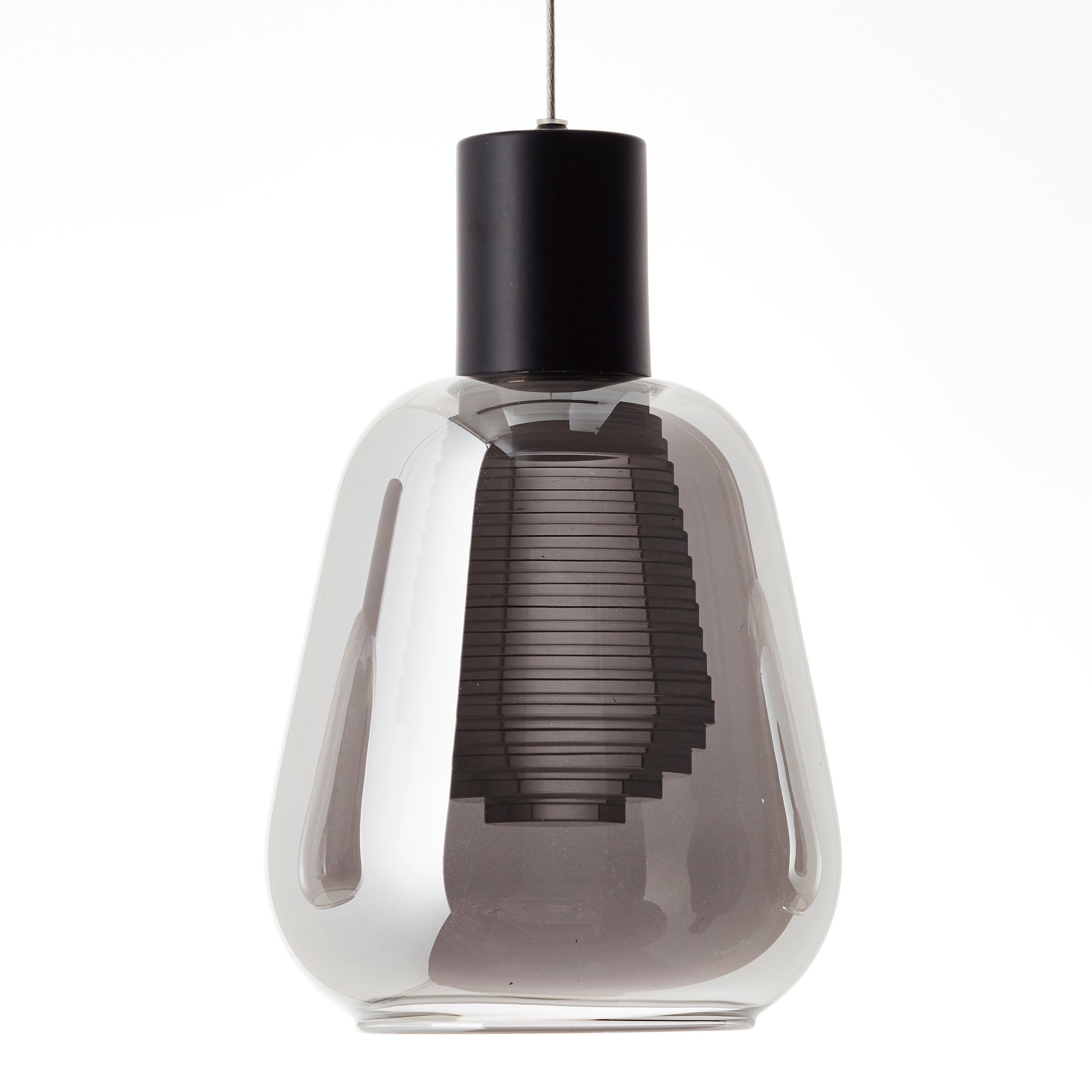 Brilliant Pendelleuchte Carlson, Pendelleuchte schwarz/rauchglas, LED Carlson 4flg Glas/Metall/Kunststo