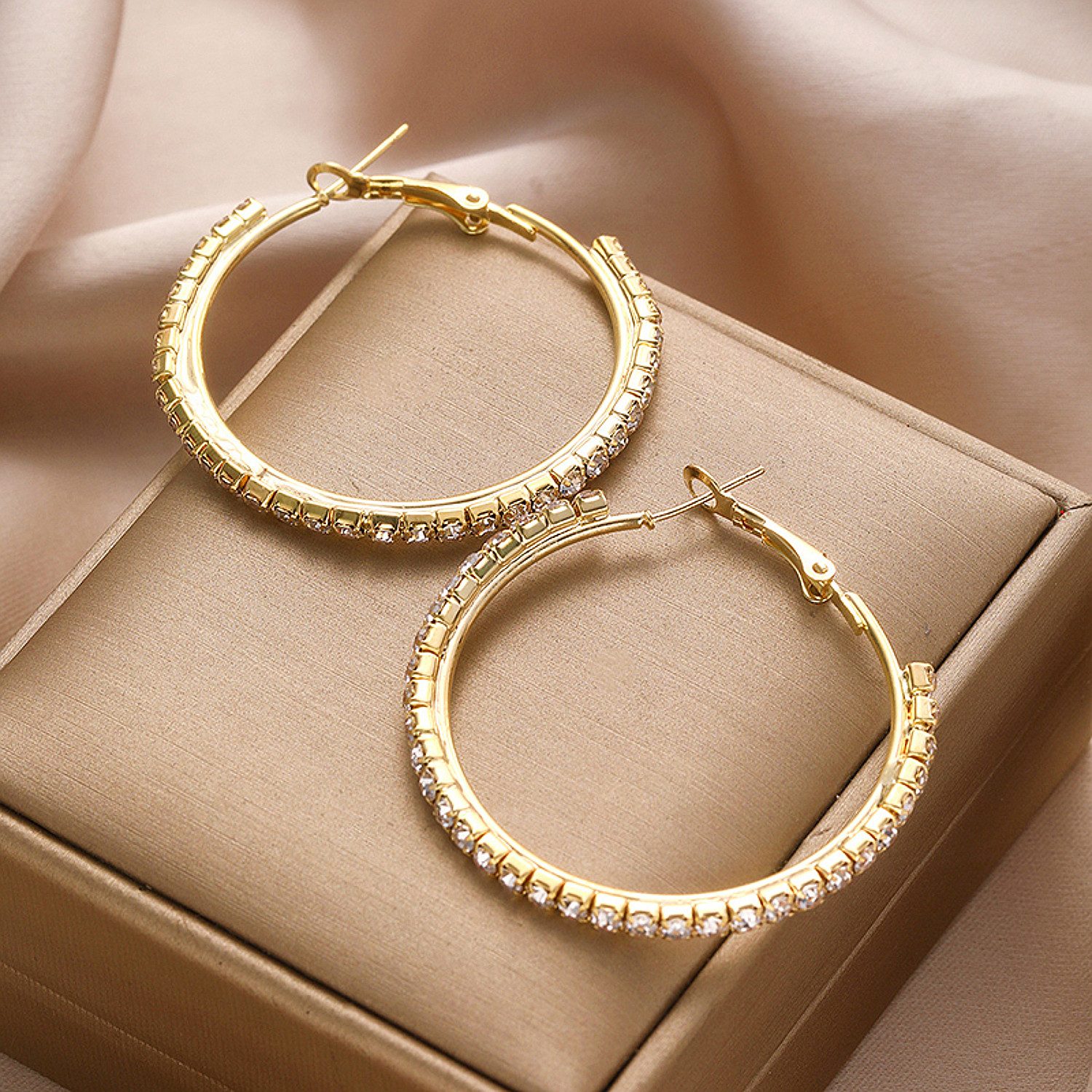 KARMA Paar Creolen Damenohrringe Gold Kristalle günstig online kaufen