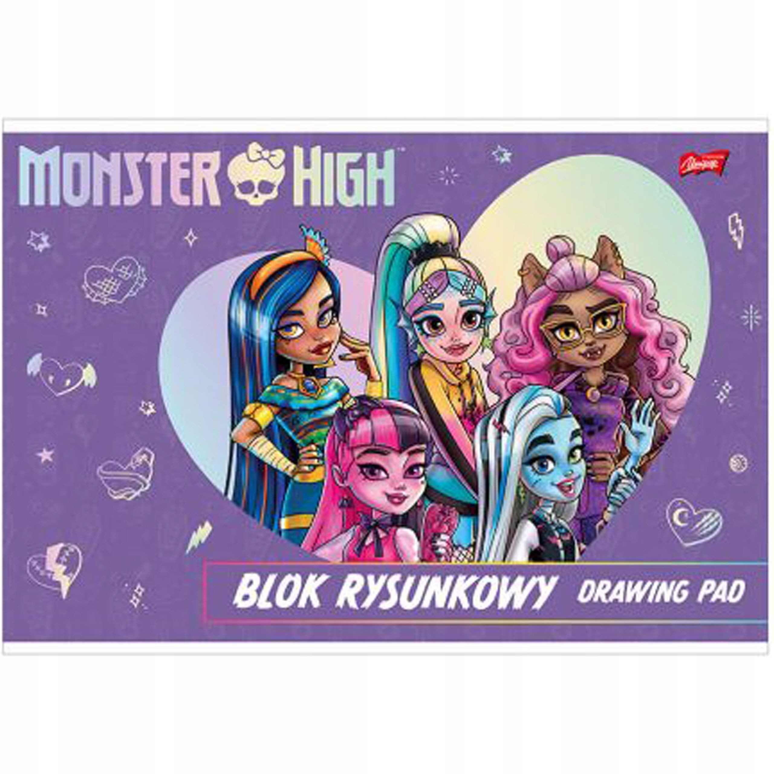 Festivalartikel Zeichenblock Monster High Zeichenblock A4, 20 Blätter, Weiß - Kreativität fördern