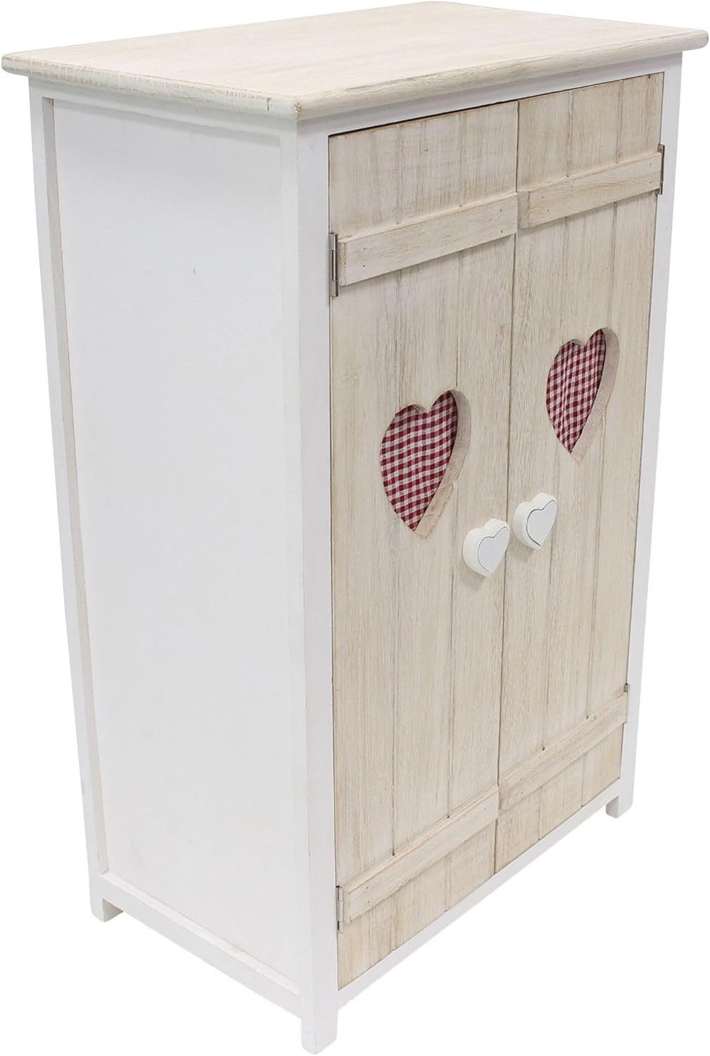 Dekoleidenschaft Kommode "Landherz" aus Holz, weiß gekalkt, 51x31x78 cm, Flurkommode, Schrank, im Landhausstil mit 1 Einlegeboden, Nachtschrank, Nachtkommode