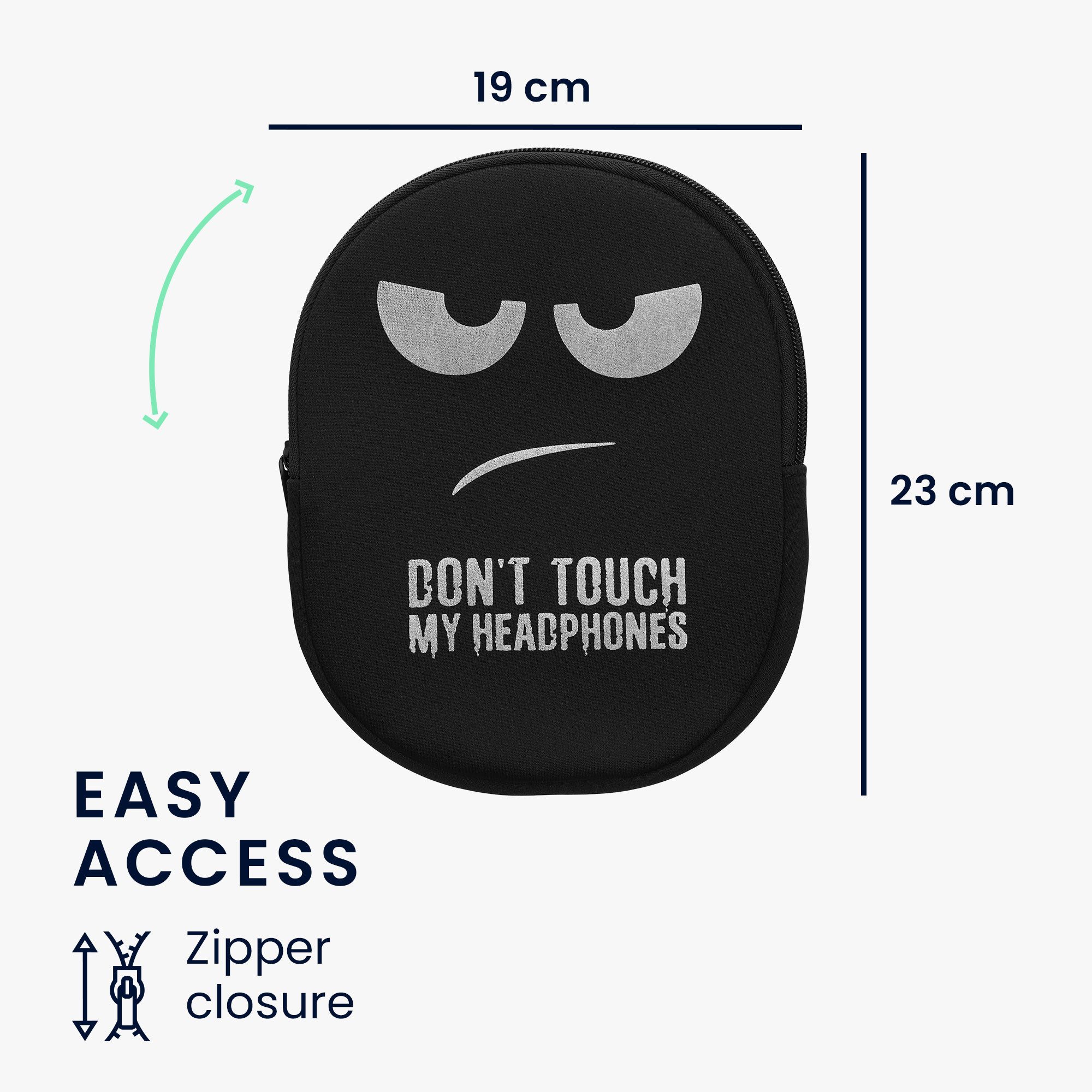 kwmobile Etui Hülle für Headset / Overear headphone Neopren Tasche, Case für Headset aus Neopren Stoff Don't touch my Headphones Design