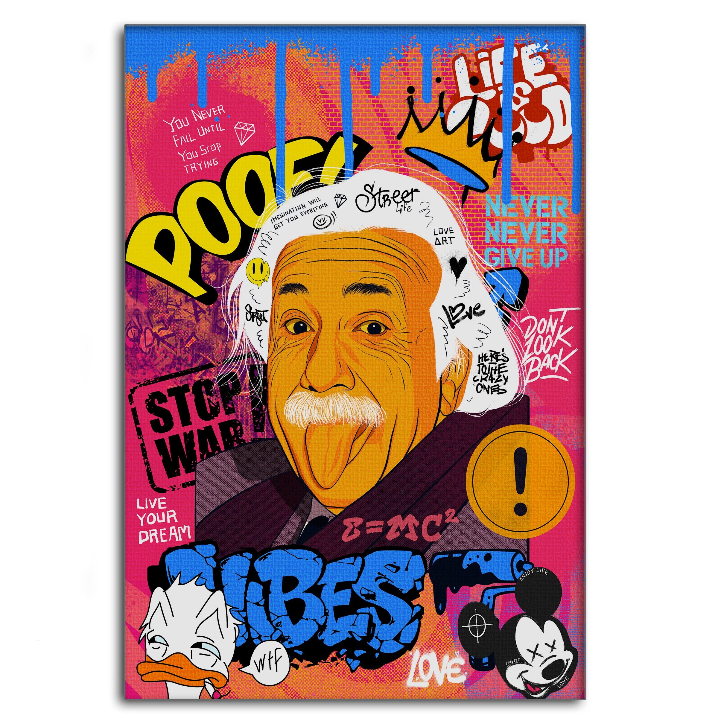 Wanddekoobjekt Professor Einstein - Leinwandbild Pop Art