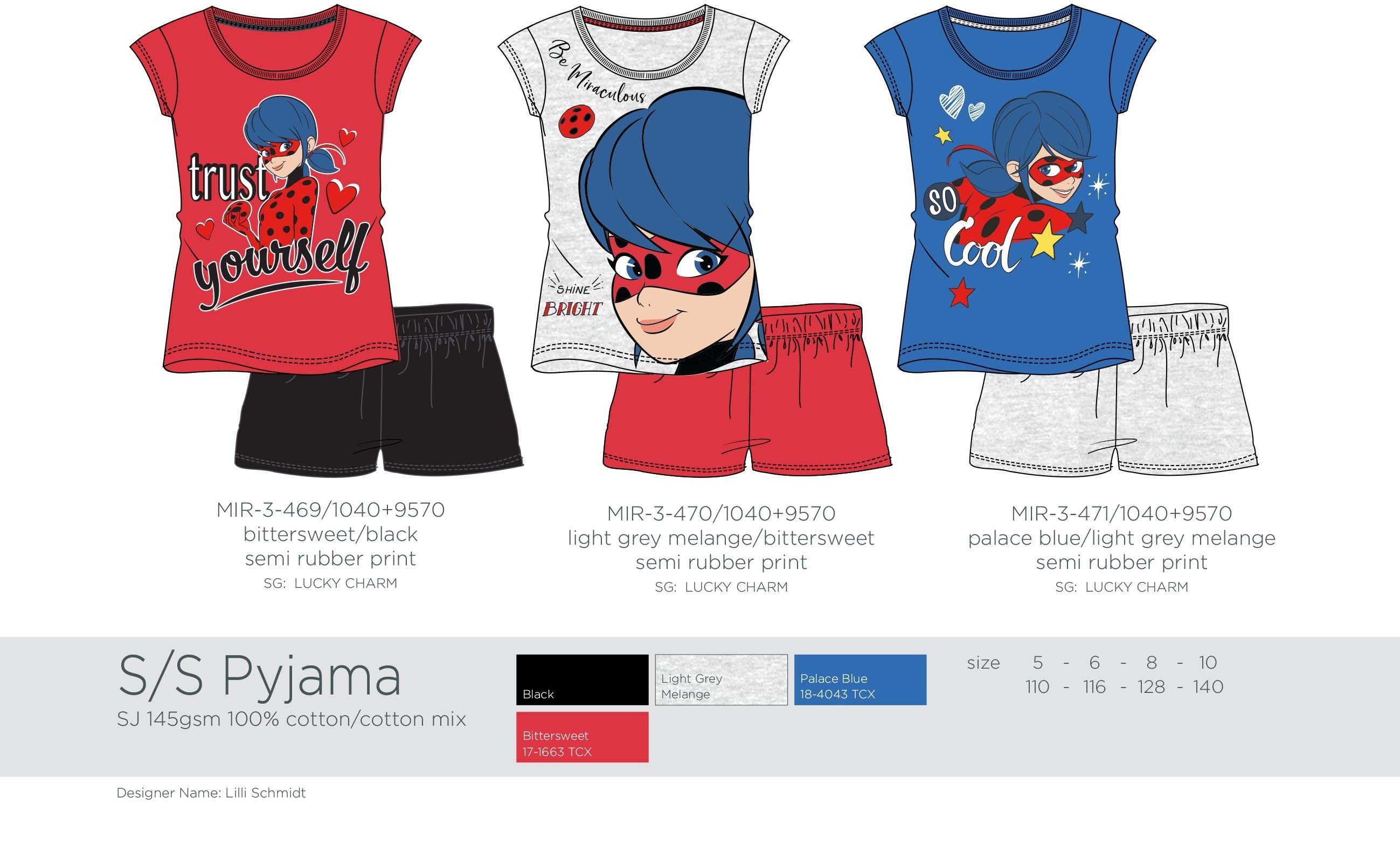Lady Bug Pyjama Miraculous Shorty Mädchen Pyjama 4 5 6 8 10 Jahre