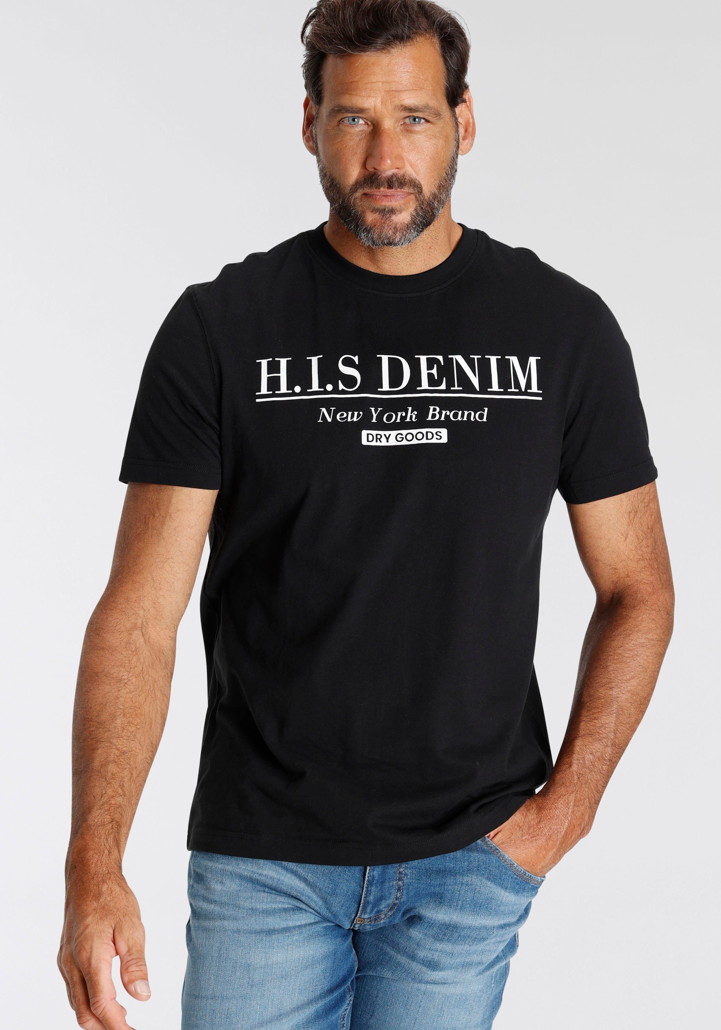 H.I.S T-Shirt schmale Passform, bedrucktes Design, Rundhalsausschnitt günstig online kaufen
