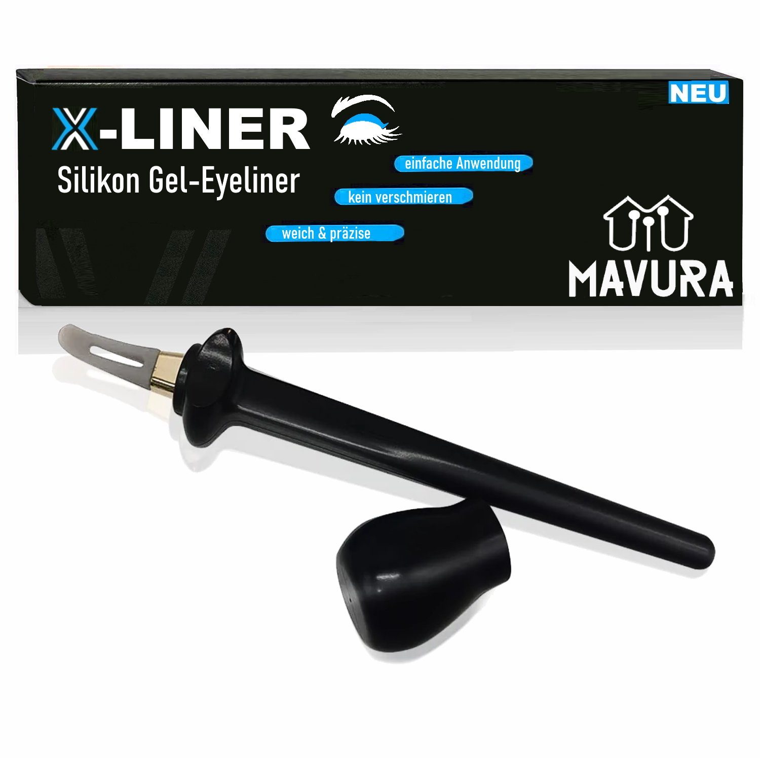 Eye-Liner wischfester Eyelinerpinsel Tool X-Liner MAVURA Stift wasserfest Silikon Schablone Gel Zeichner, Eyeliner