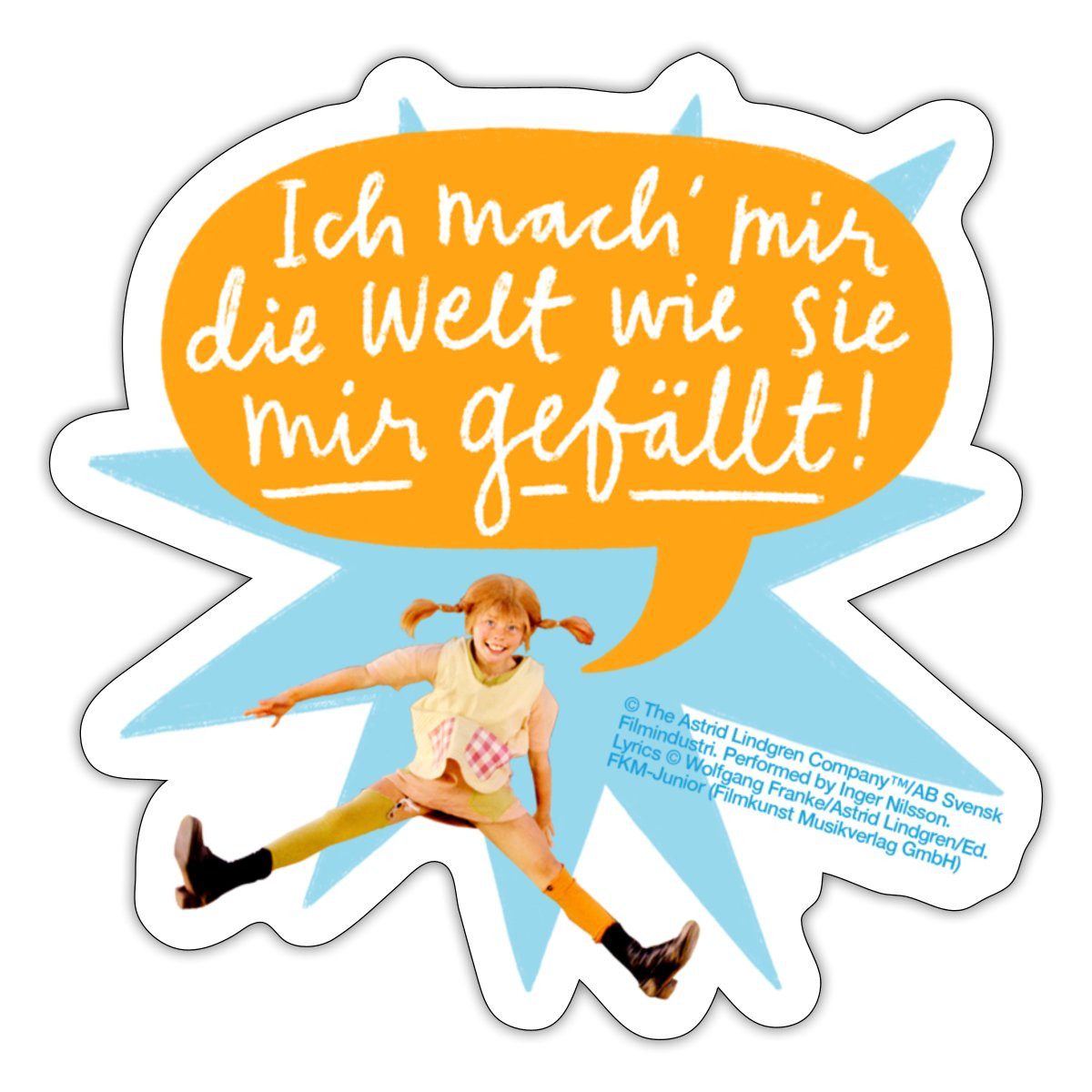 Spreadshirt Aufkleber Pippi Langstrumpf Springende Pippi Mit Sprechblase Sticker Aufkleber