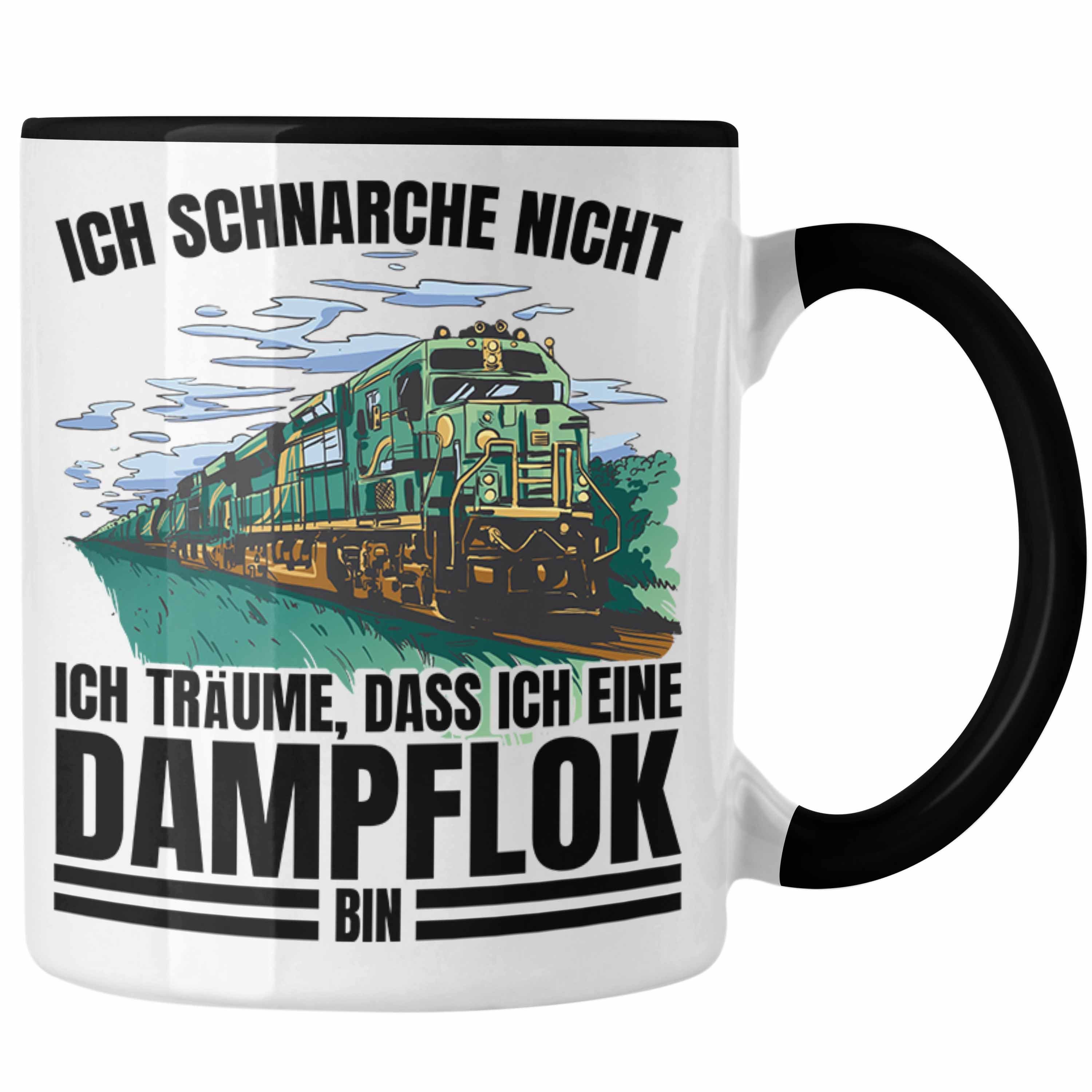 Trendation Tasse Trendation - Ich Schnarche Nicht Tasse Lokomotive Dampflok Spruch Geschenk für lokführer Eisenbahn Geschenkidee für Männer Schwarz